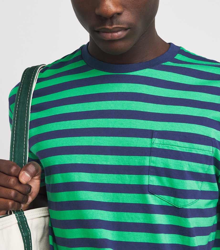 Polo Ralph Lauren Mens Cotton Stripe Classic Fit T-Shirt Ss Emerald/drk Coblt Image 3