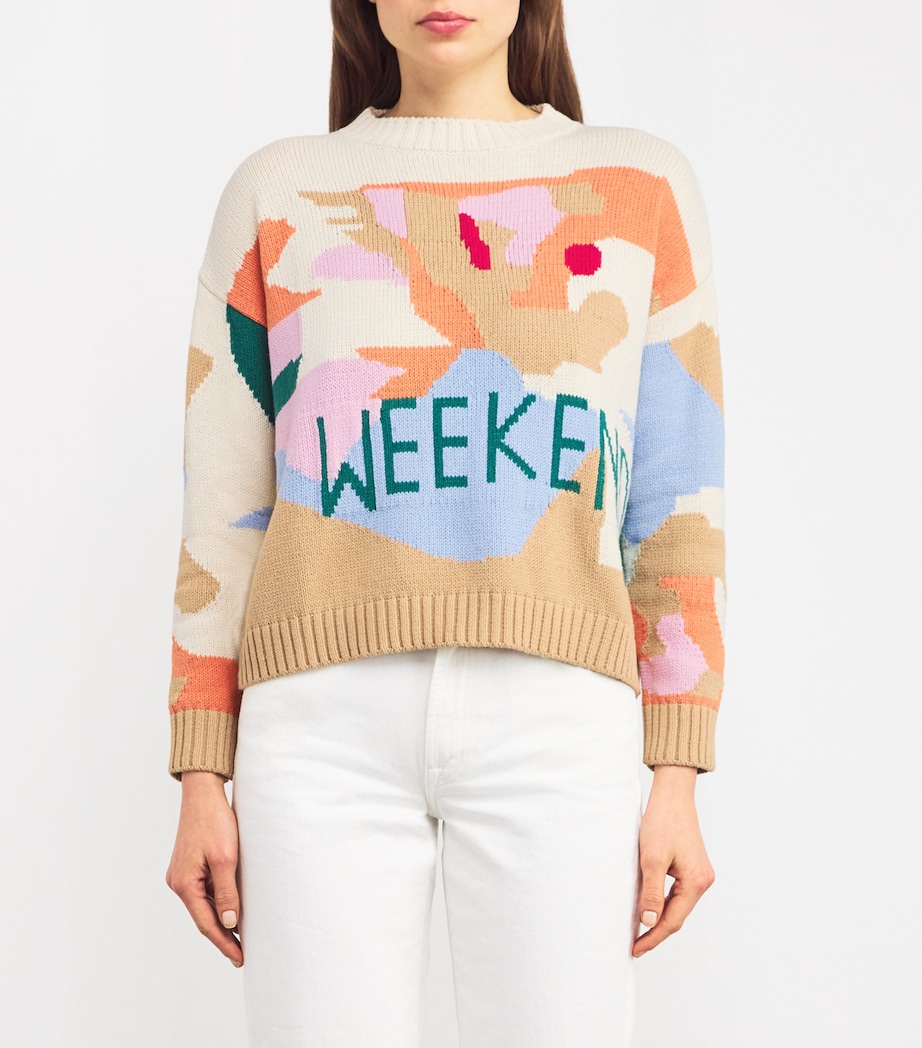 Weekend Max Mara Womens Jacquard Logo Sweater Orange Image 3
