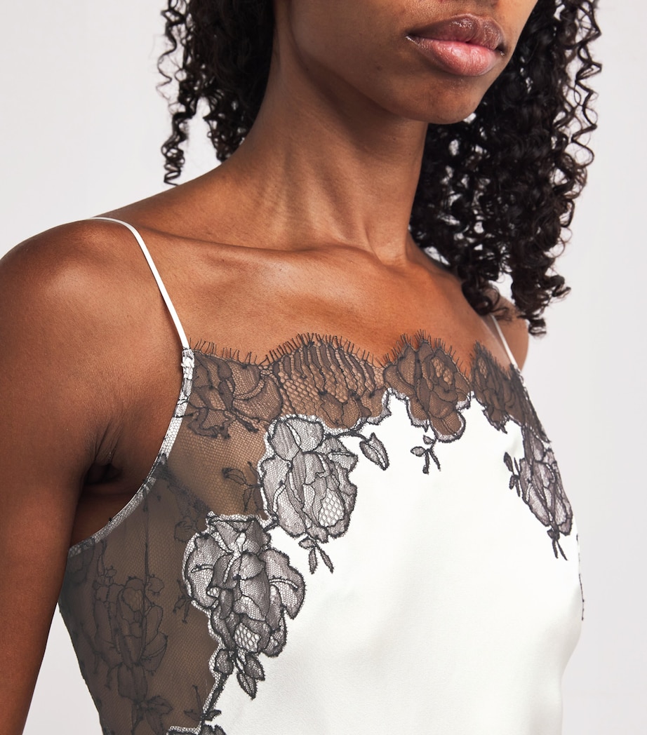Silk Lace-Trim Short Slip Dress PEARL/EBENE Image 6