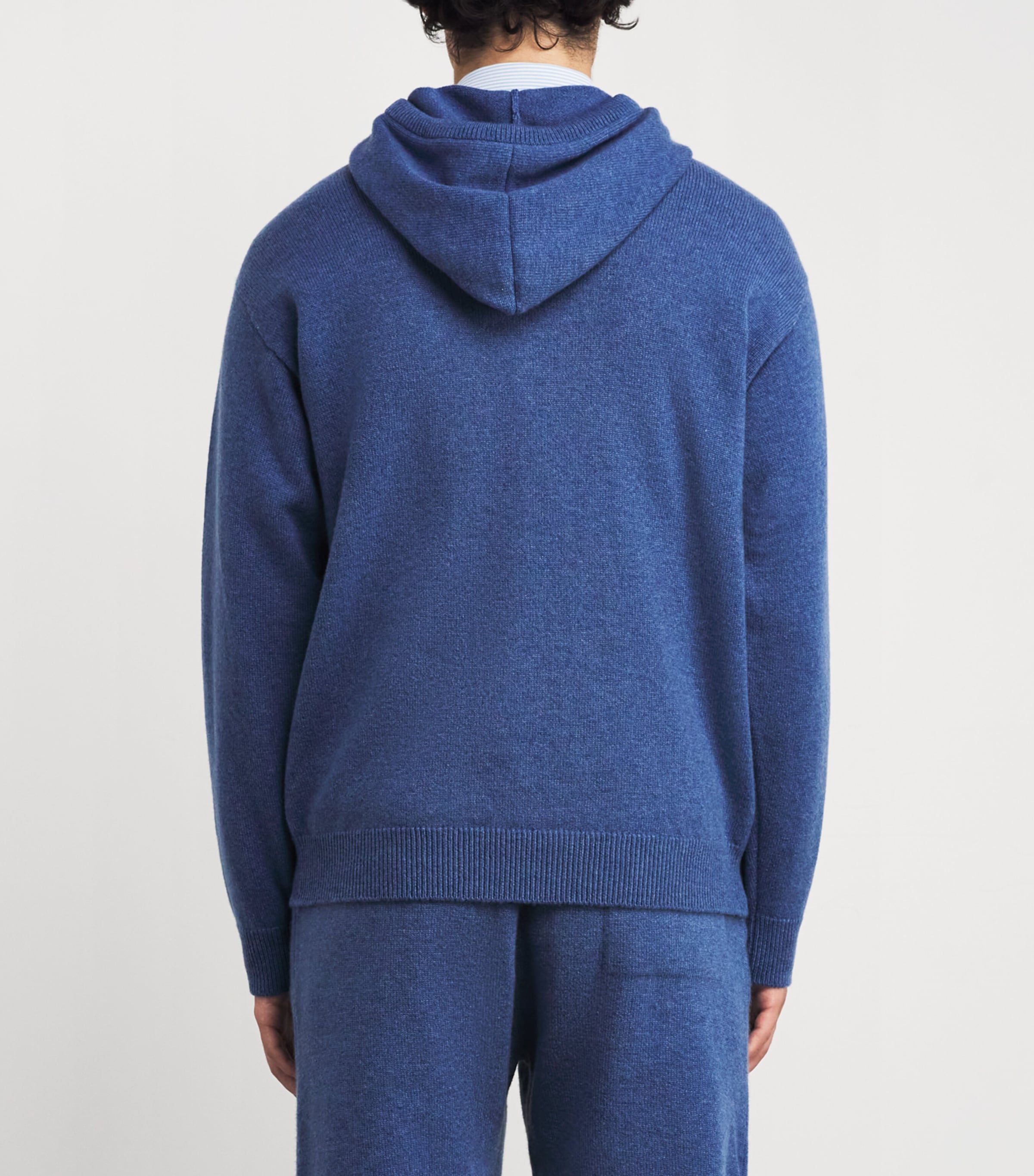 Harrods Mens Cashmere Hoodie Soft Denim Image 4