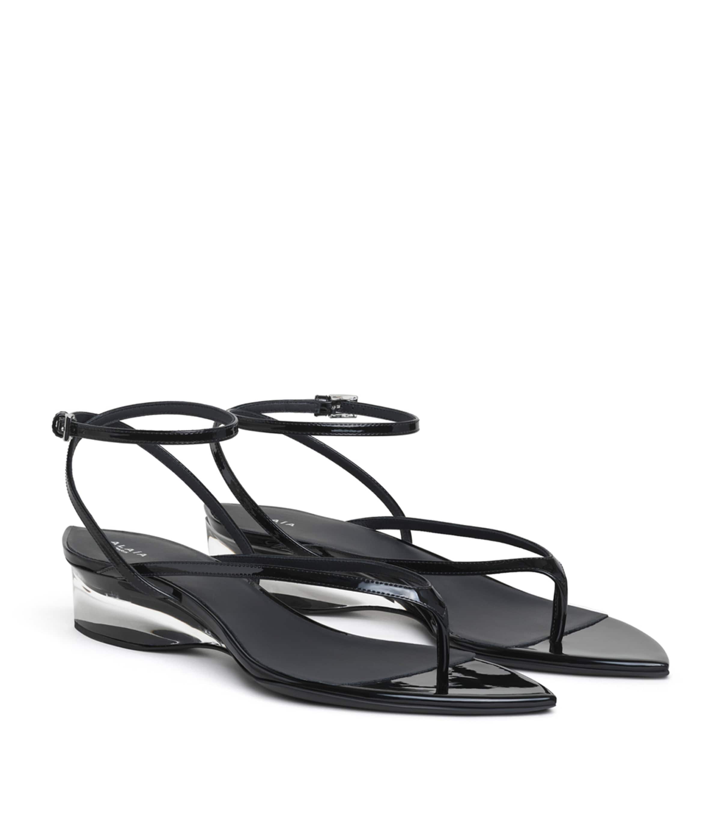 Alaïa Clear Tongs Wedge Sandals 30 Noir Image 3