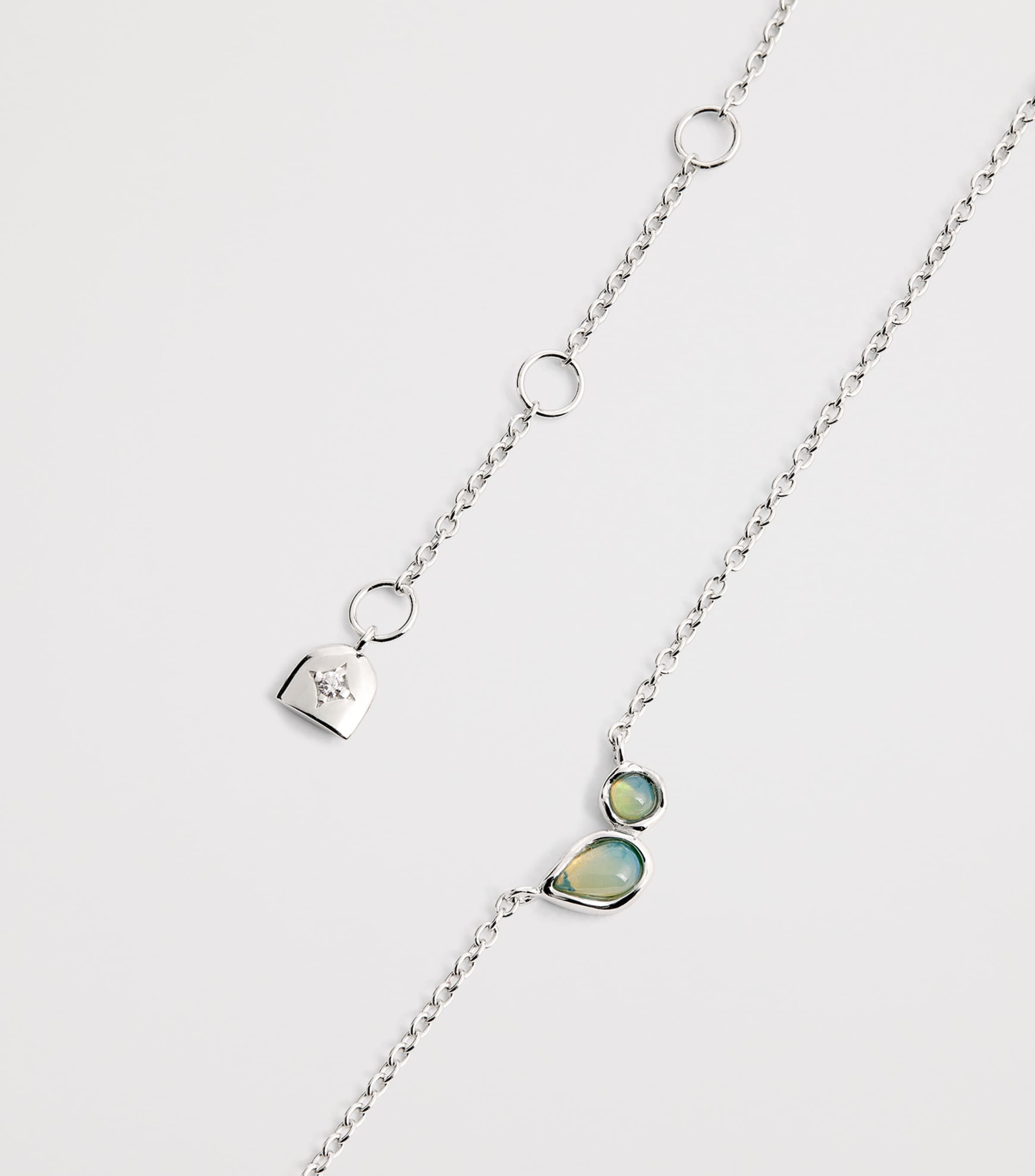 Sterling Silver Opal Cluster Charm Necklace SILVER Image 5