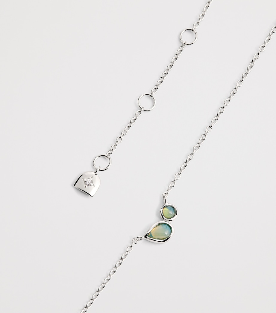 Sterling Silver Opal Cluster Charm Necklace SILVER Image 5