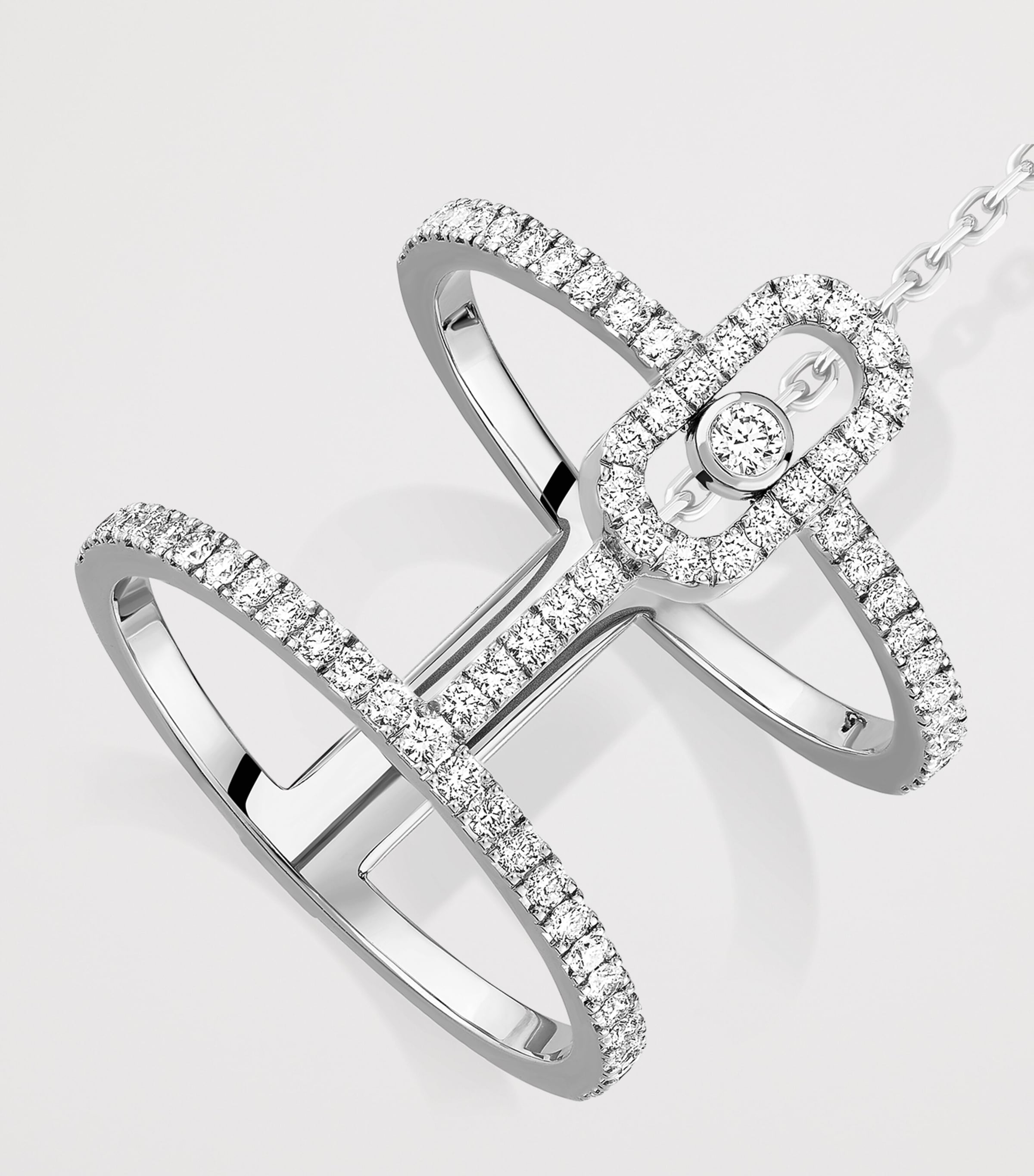 Messika Move Uno White Gold and Diamond Double Ring (0.95ct) White Gold Image 3