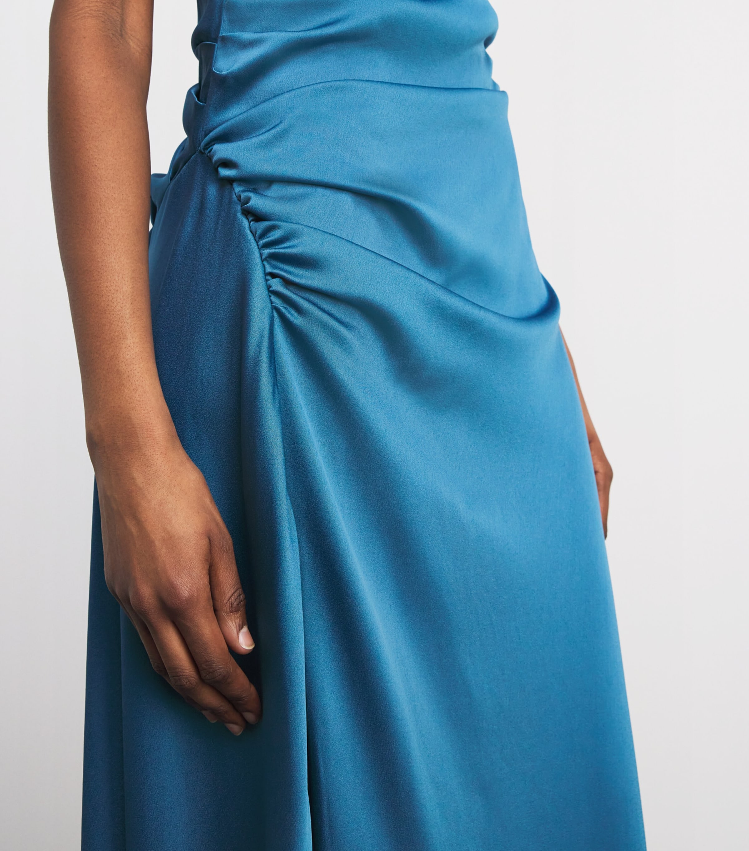 Simkhai Womens Satin Draped Marabella Midi Dress Washed Indigo Image 3