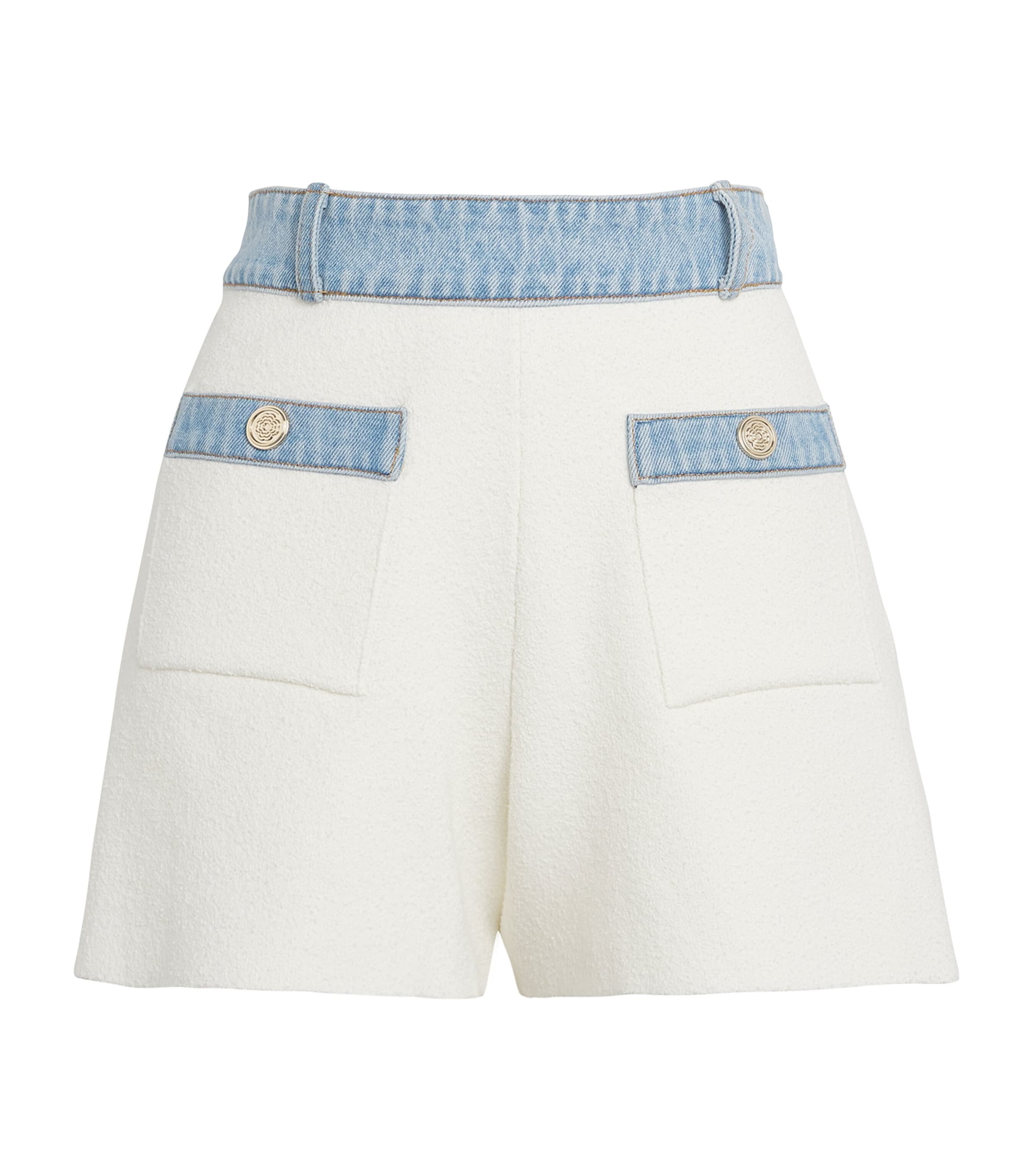 Maje Cotton-blend Bouclé Shorts In White