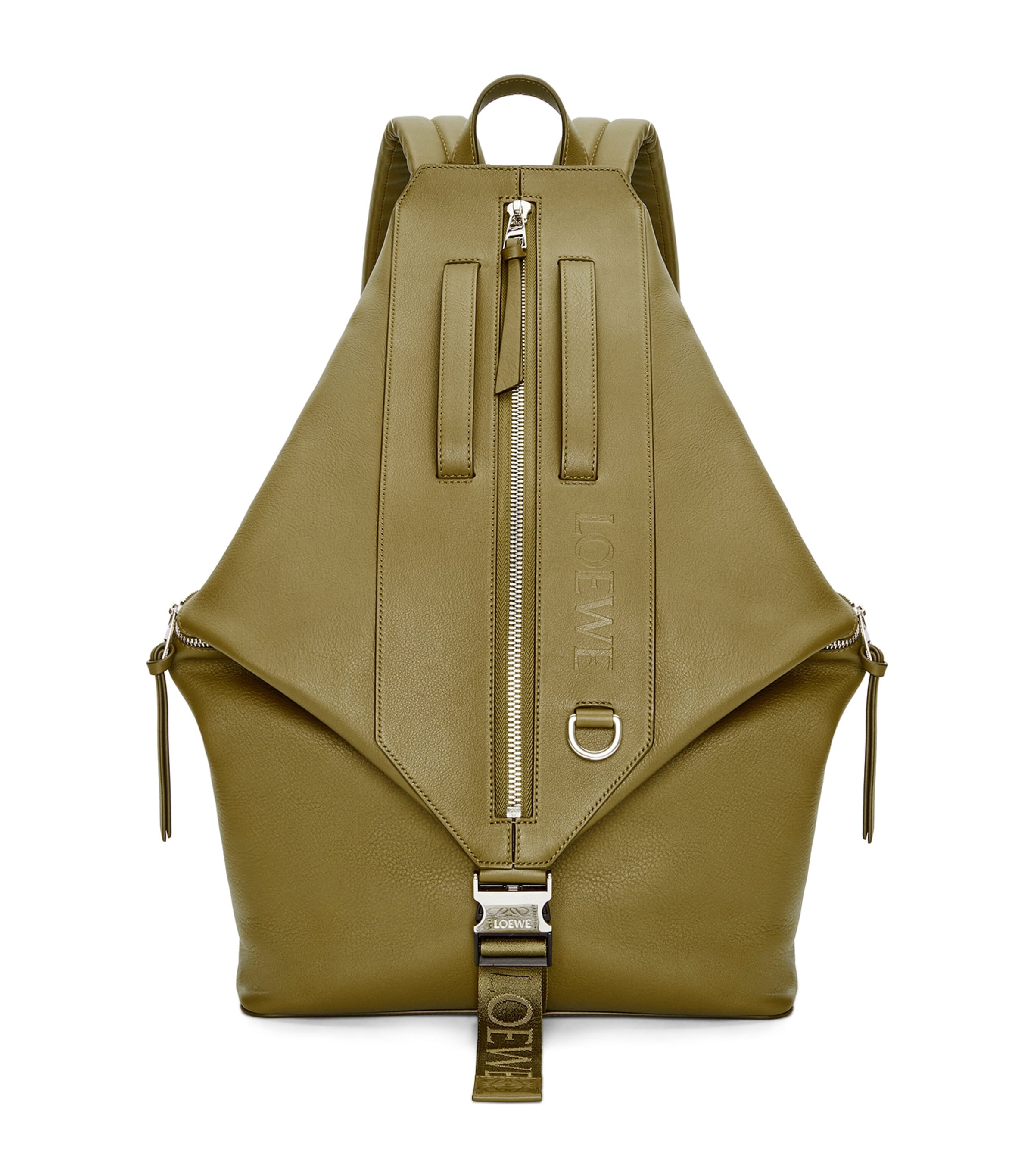 Shop Loewe Leather Convertible Backpack In Green