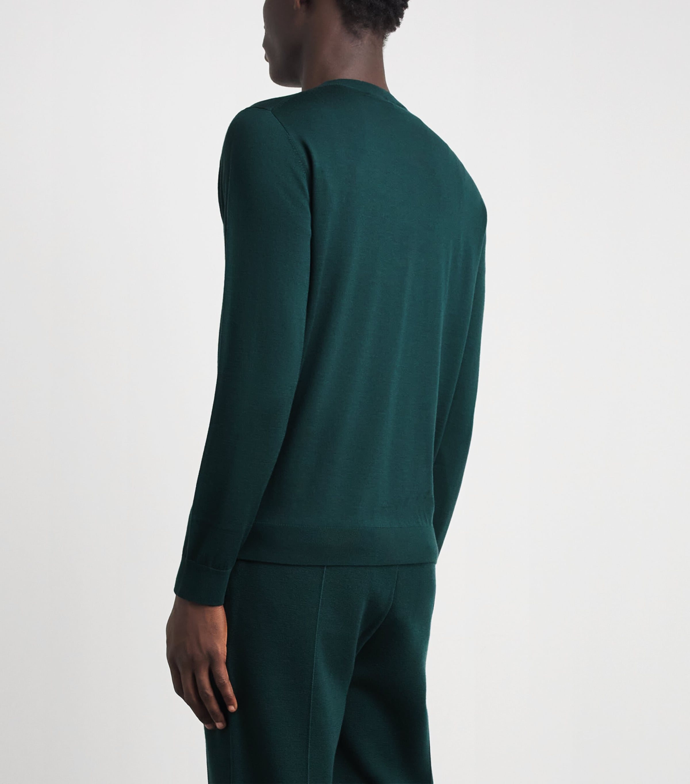 Falke Mens Ultrafine Merino Wool Sweater Forest Image 5