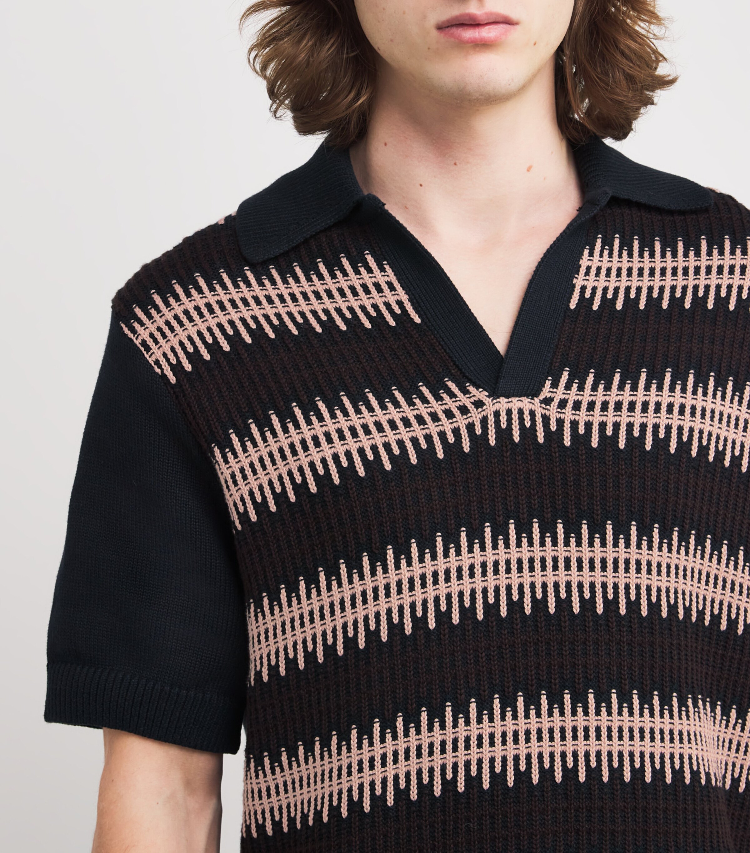 Organic Cotton Knitted Penhale Polo Shirt NAVY Image 6