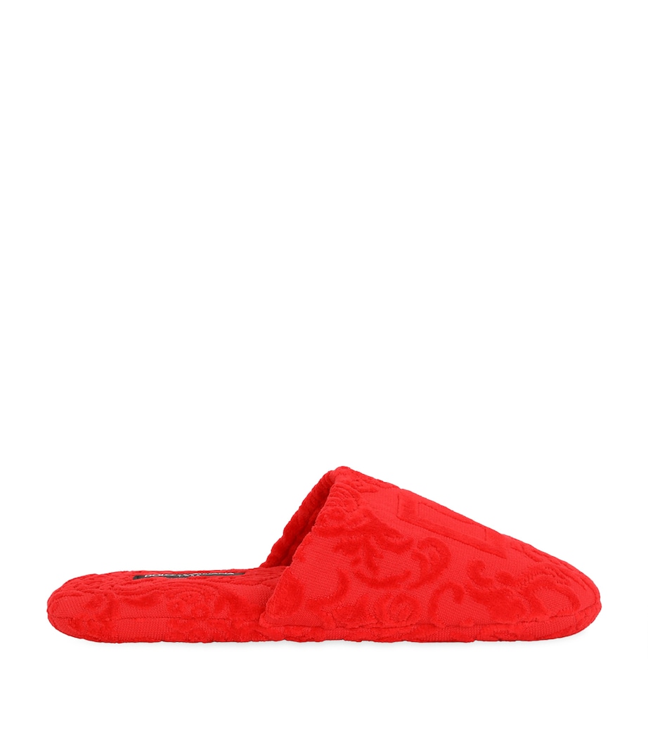Dolce&Gabbana Casa Terry Cotton DG Slippers Rosso Image 1
