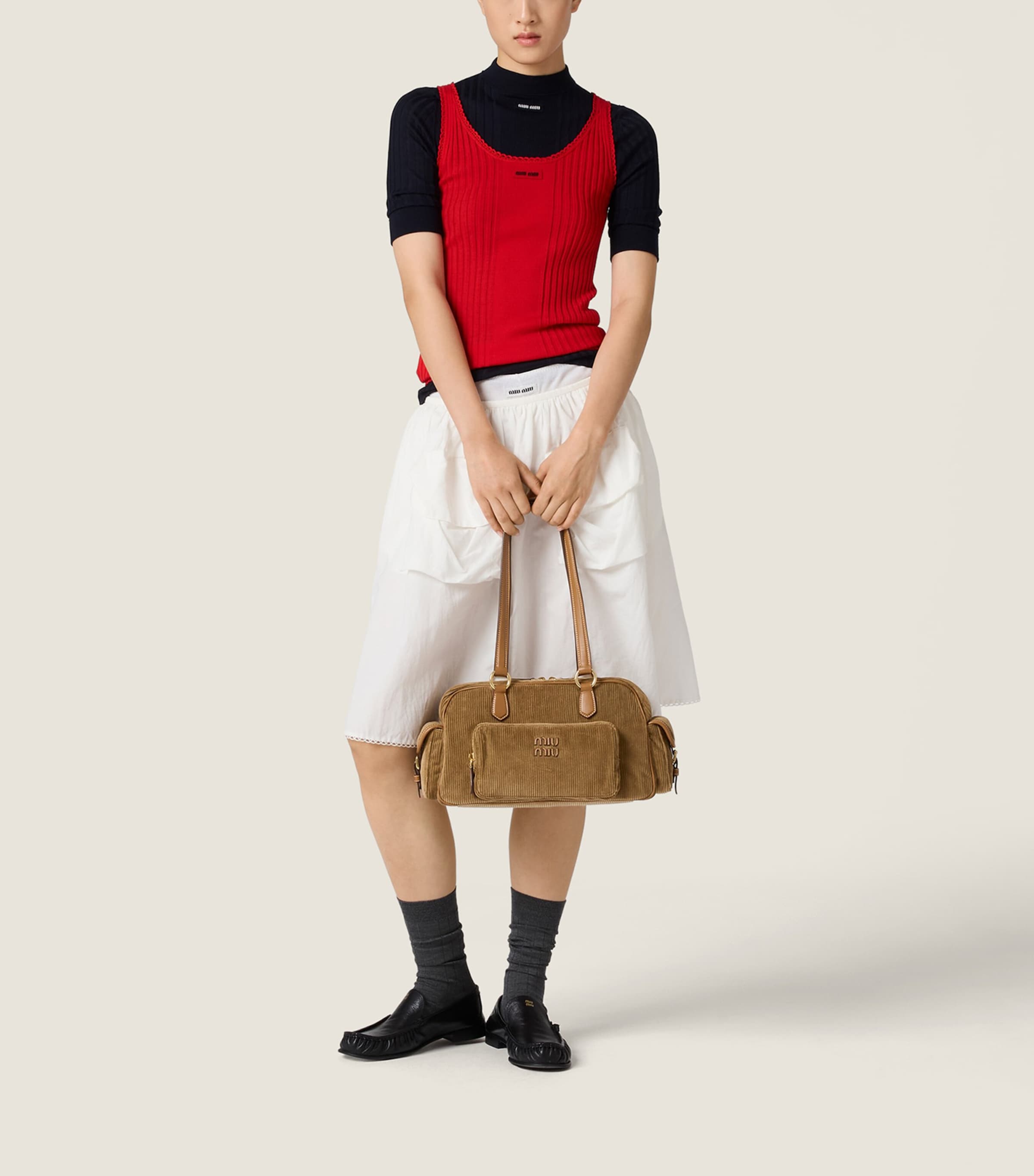 Corduroy Pocket Shoulder Bag F0401 Image 2