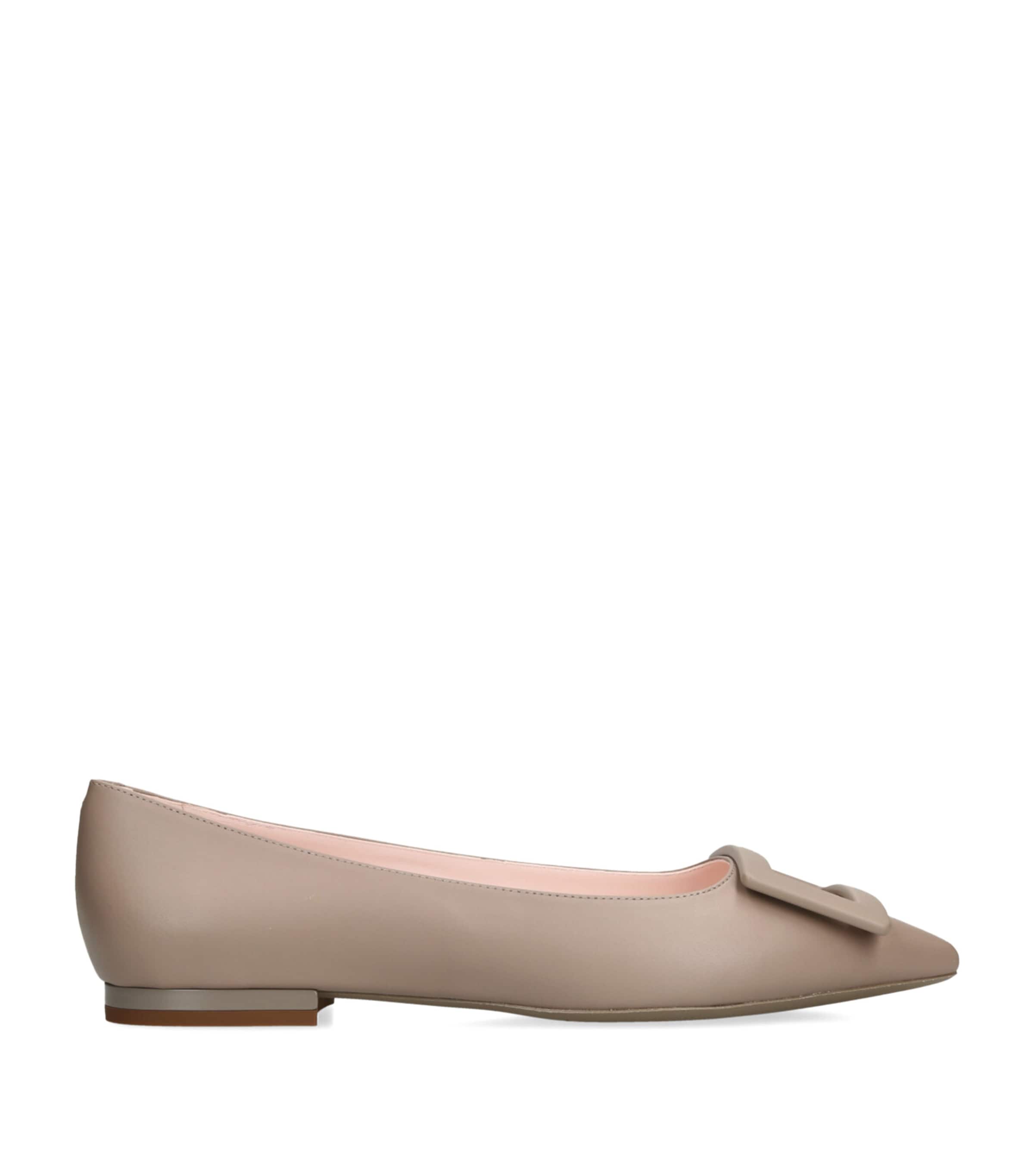 Roger Vivier Deer Goat Leather Gommettine 05 Ballerinas In Brown