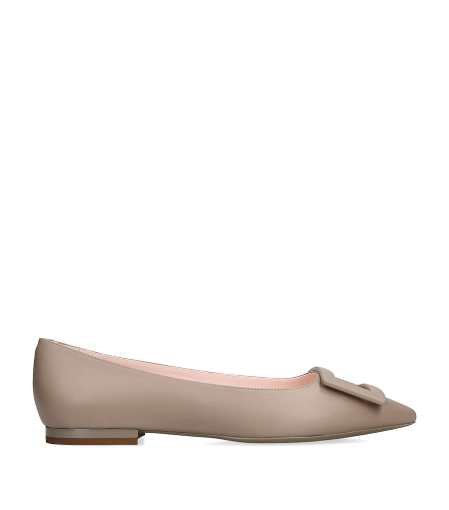 Leather Gommettine Ballet Flats TAUPE Image 1