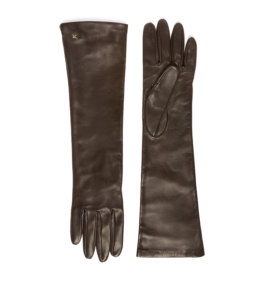 Max Mara Lambskin Long Gloves Dark Brown Image 1