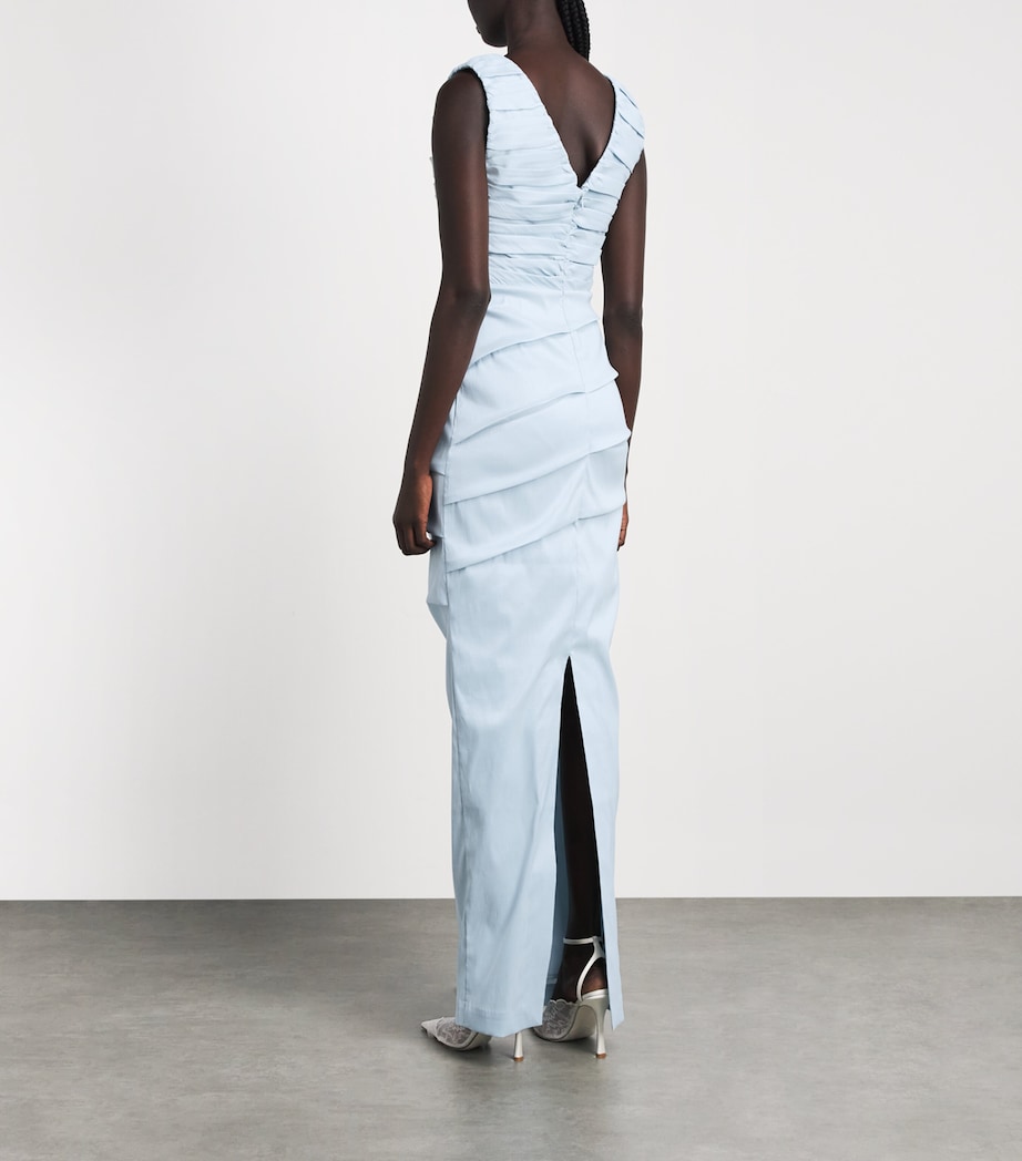 Rachel Gilbert Womens Ruched Adela Gown Ice Image 4