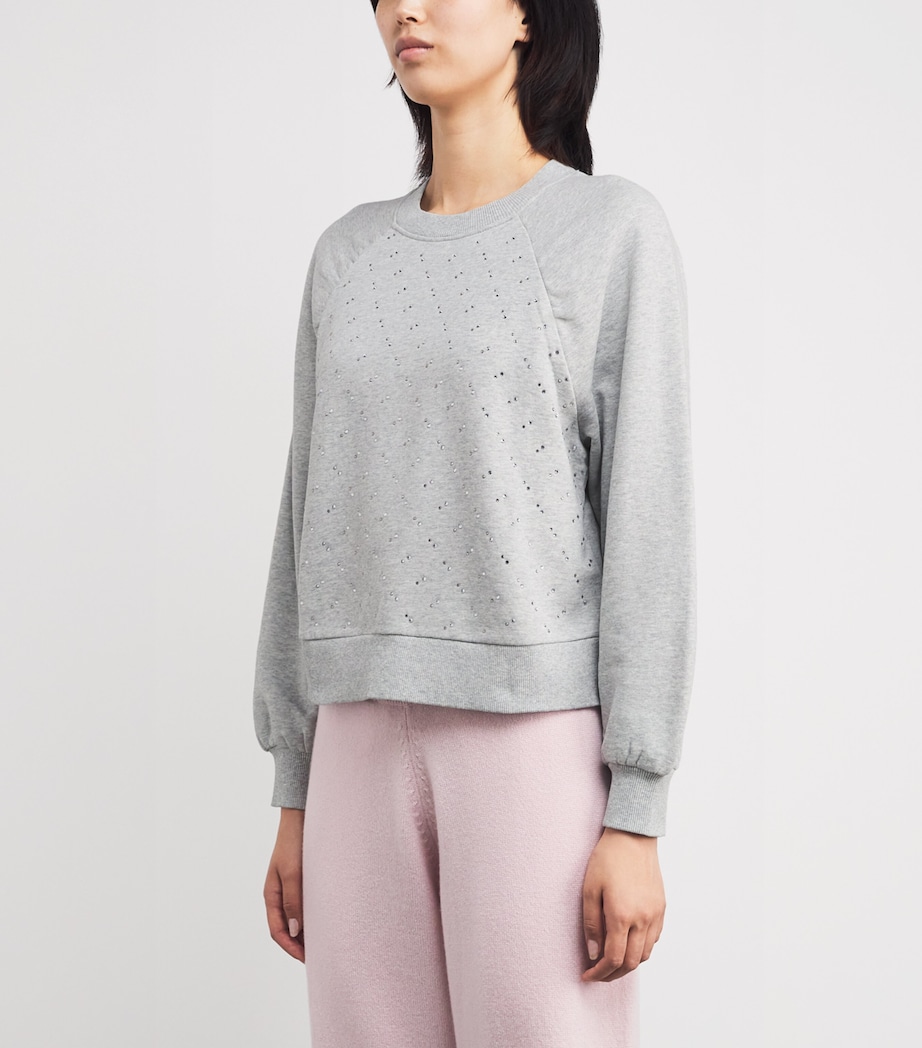Cotton Embellished Tricia Sweatshirt HEATHER GREY Image 3