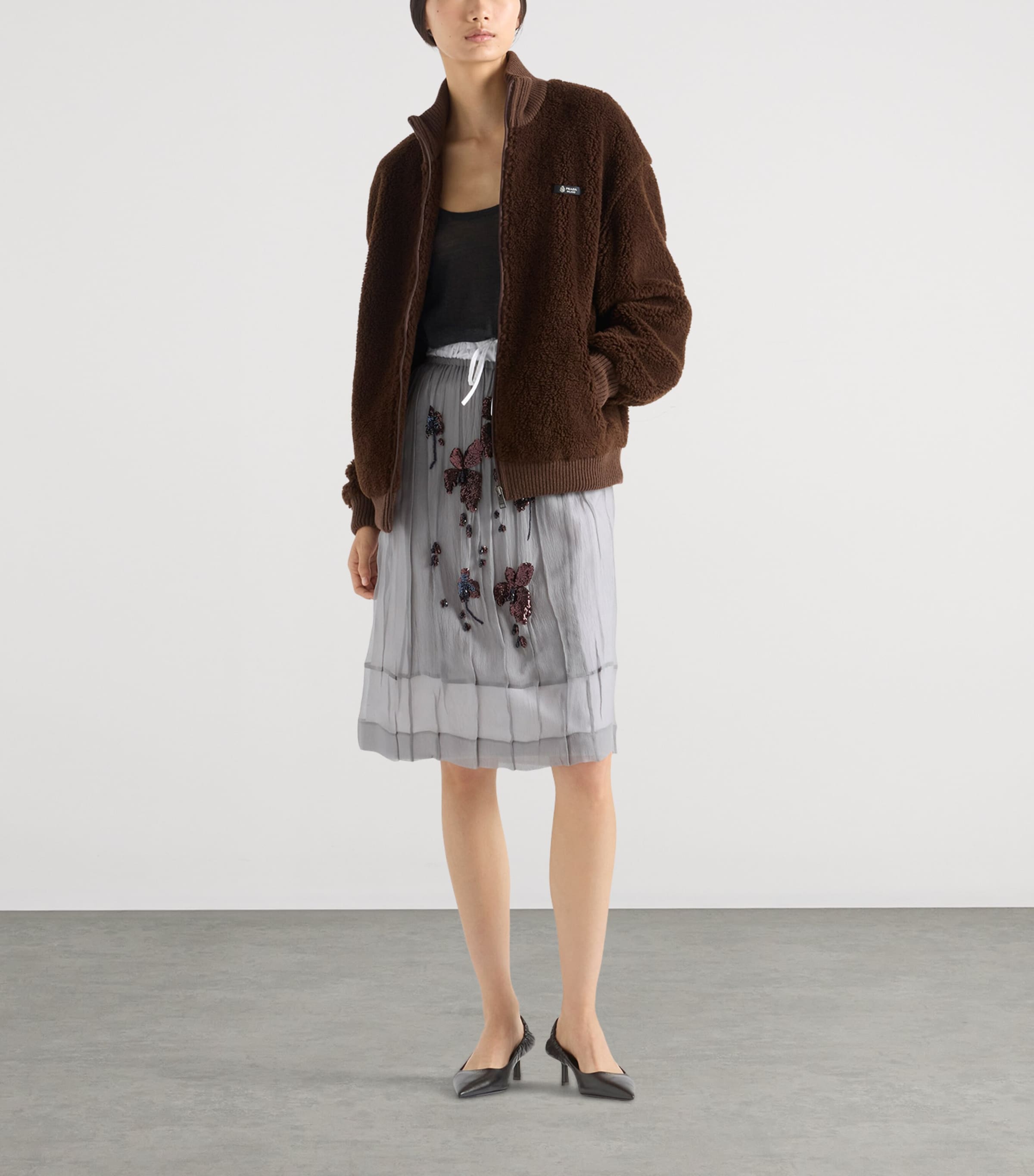 Silk Embroidered Chiffon Midi-Skirt F0024 Image 2