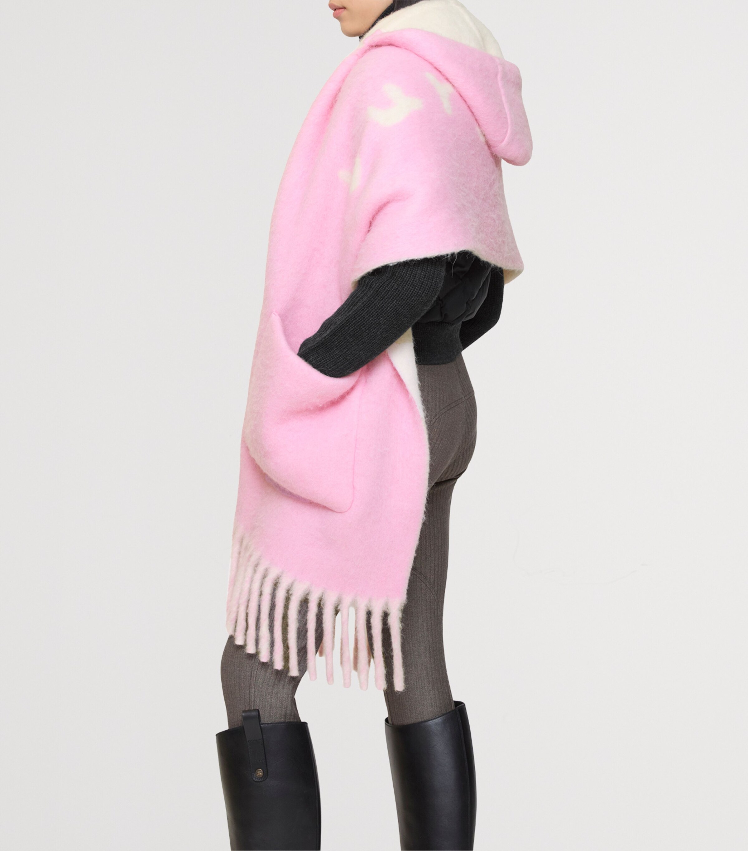 Burberry Wool-Blend Logo Hooded Scarf Sugar Pink Image 2