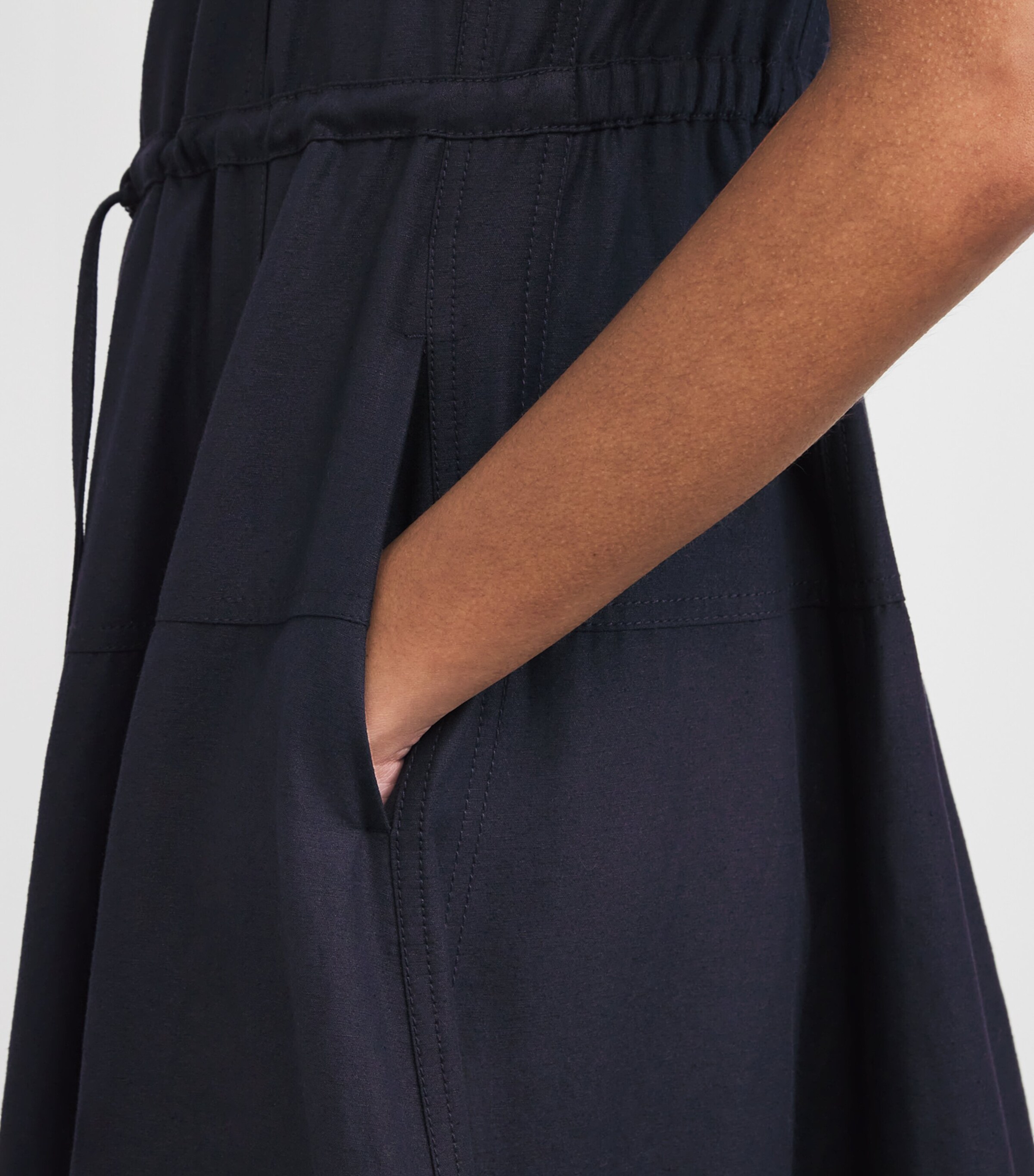 ME+EM Womens Drawstring Midi Shirt Dress Navy Image 5