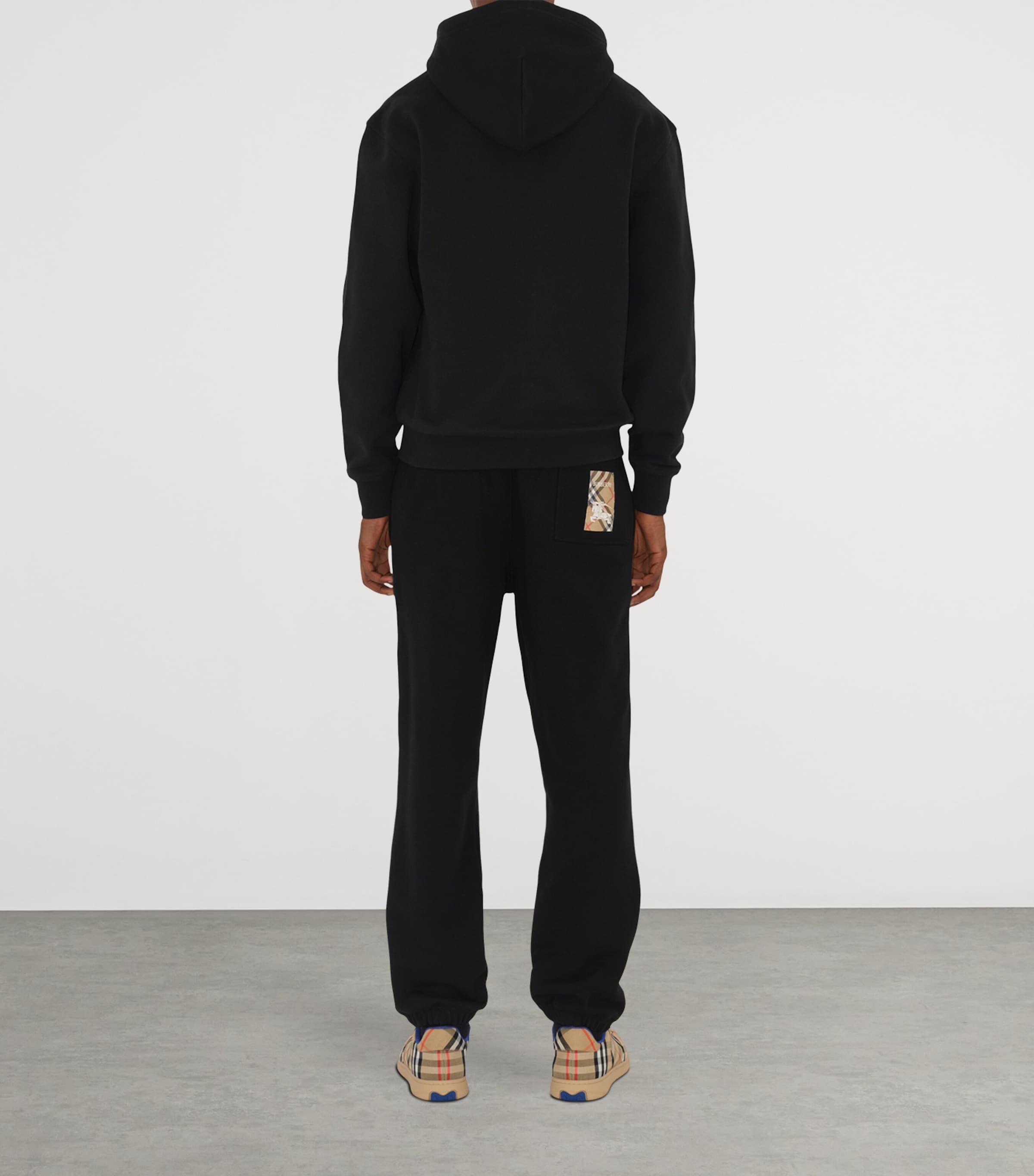 Cotton Check-Detail Sweatpants BLACK Image 4