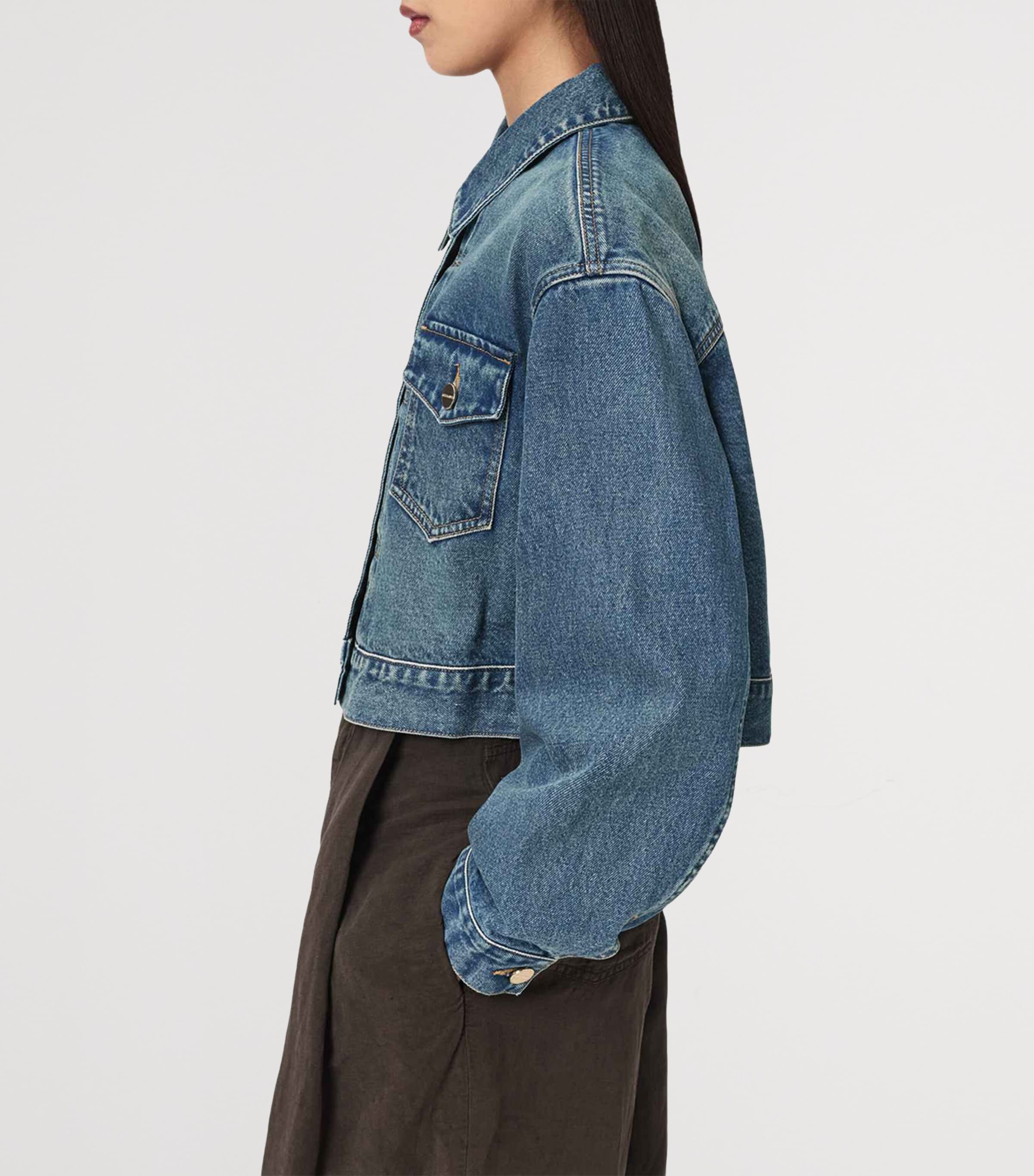 AllSaints Womens Blink Cropped Denim Jacket Tinted Indigo Image 5