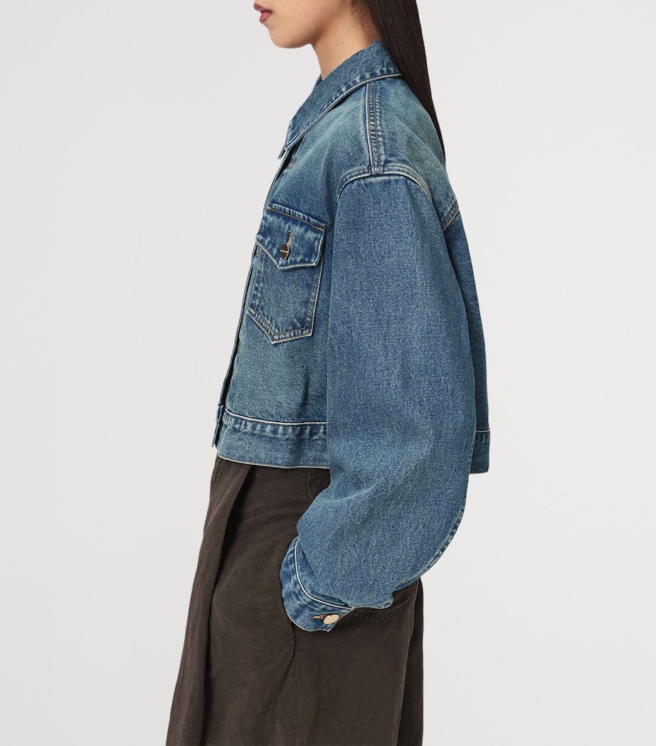 AllSaints Womens Blink Cropped Denim Jacket Tinted Indigo Image 5
