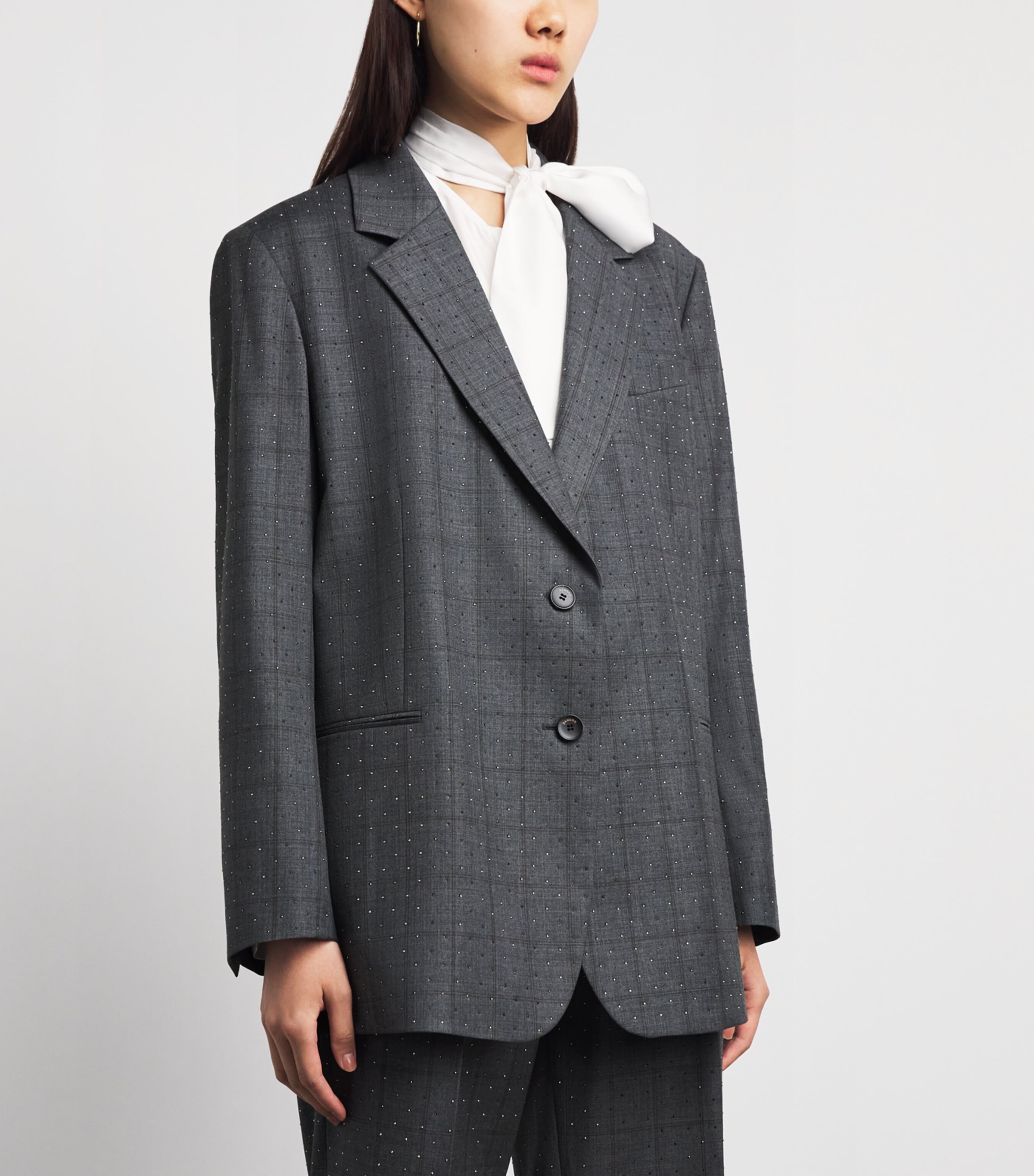 Sandro Paris Womens Wool Rhinestone Blazer Dark Grey Image 4