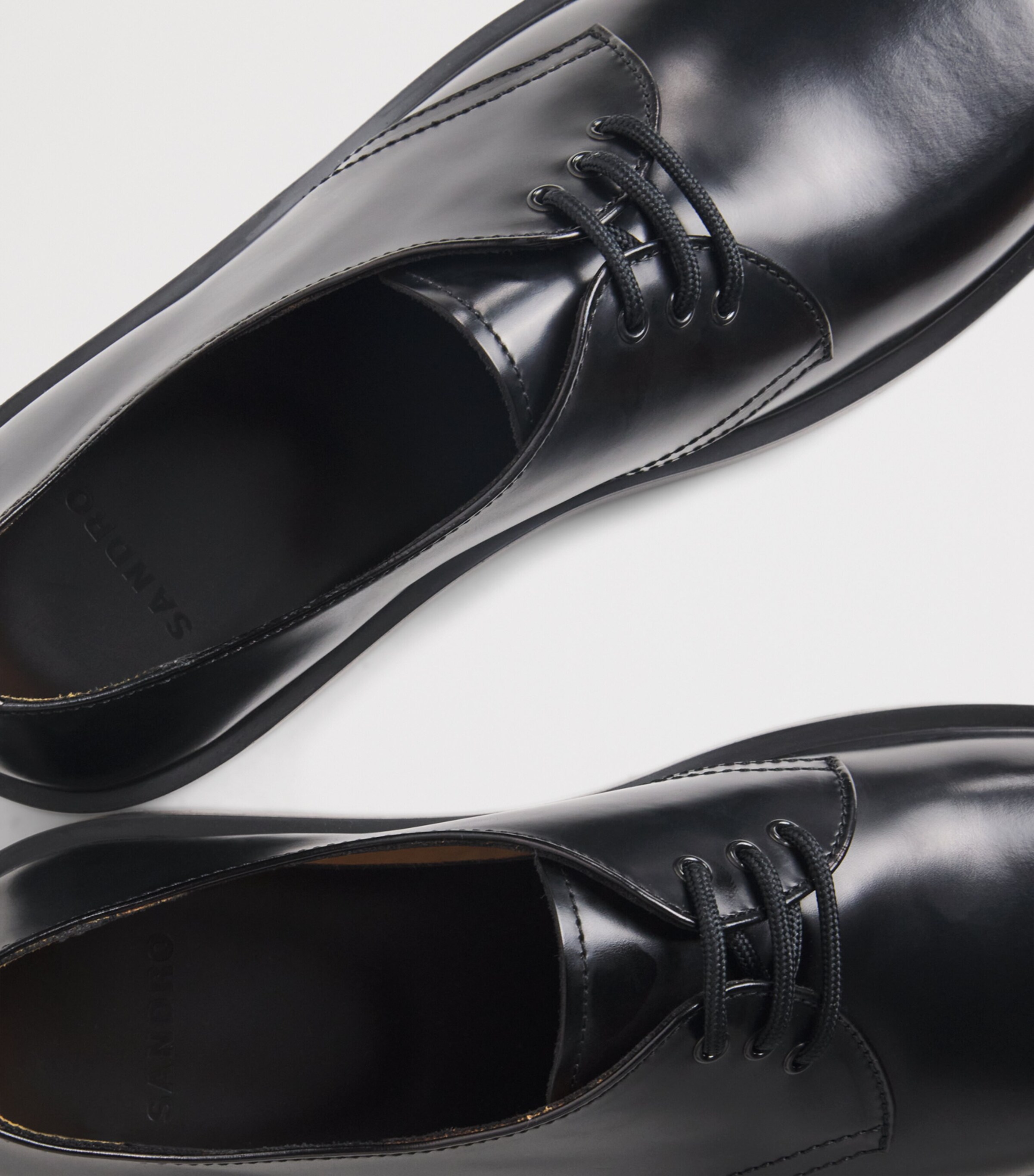 Sandro Paris Leather Derby Shoes Black Image 7