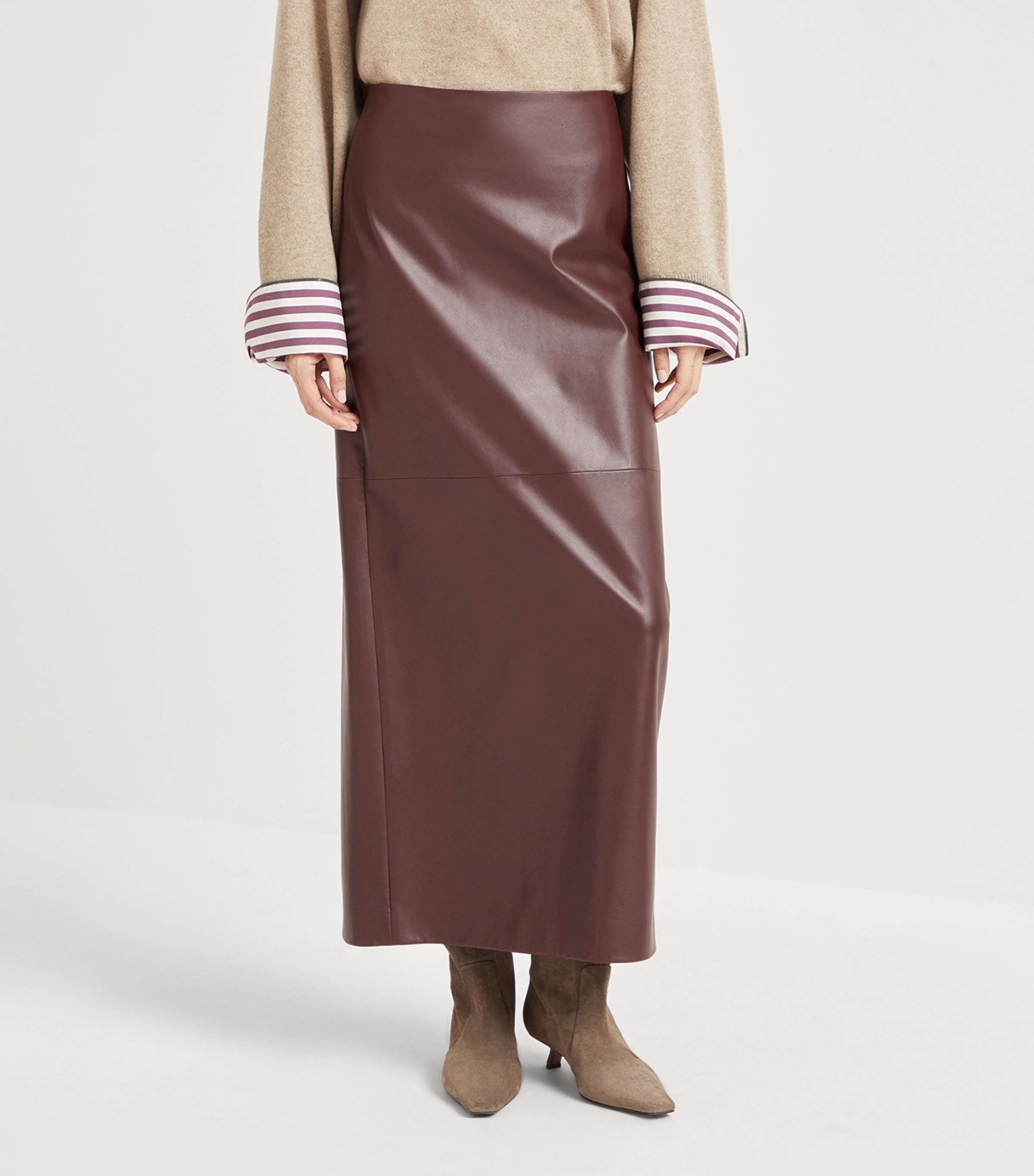 Nappa Leather Column Maxi Skirt C4243 Image 2