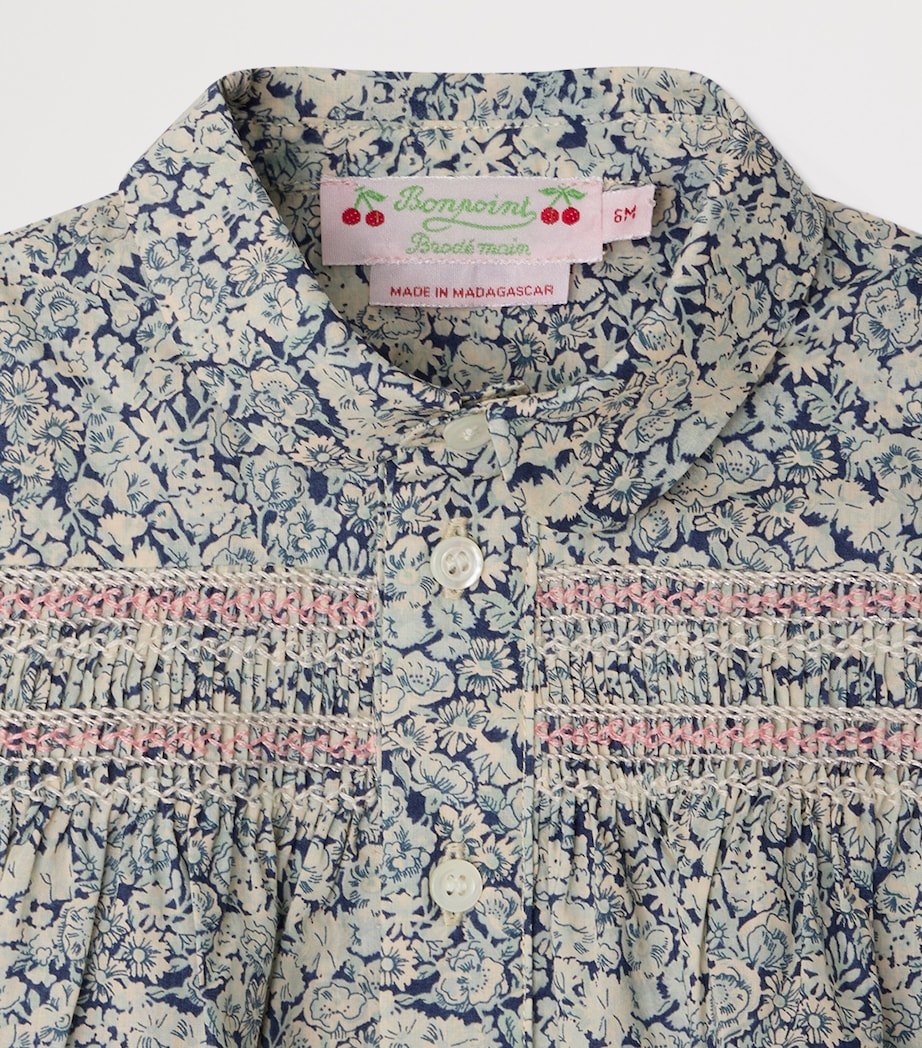Bonpoint Floral Short-Sleeve Blouse (6-18 Months) Fl Bleu De Prusse Image 3