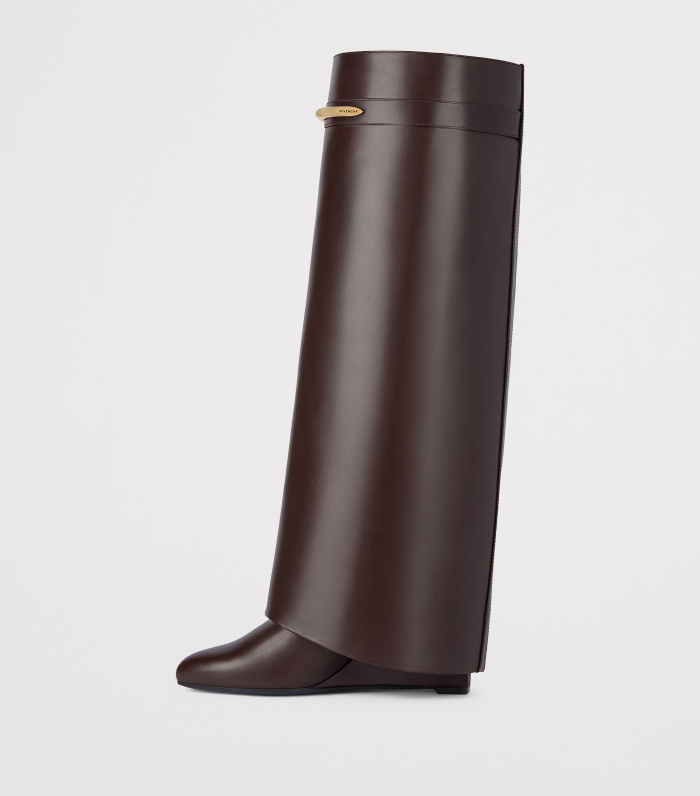 Leather Shark Knee-High Boots 95 EBONY BROWN Image 3