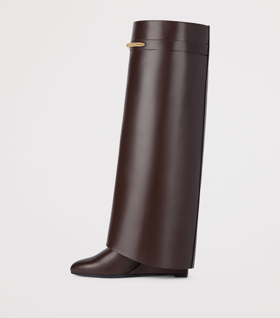 Leather Shark Knee-High Boots 95 EBONY BROWN Image 3