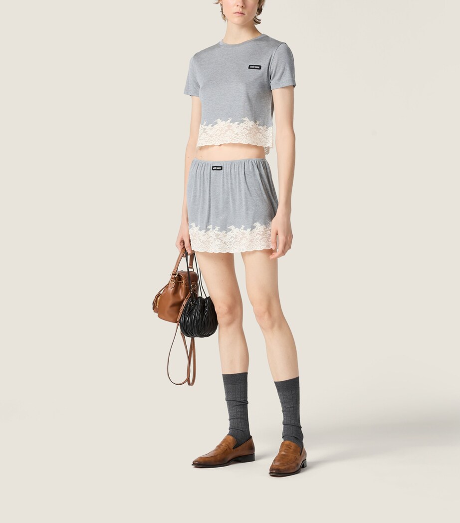 Miu Miu Womens Silk Jersey Mini Skirt Image 2