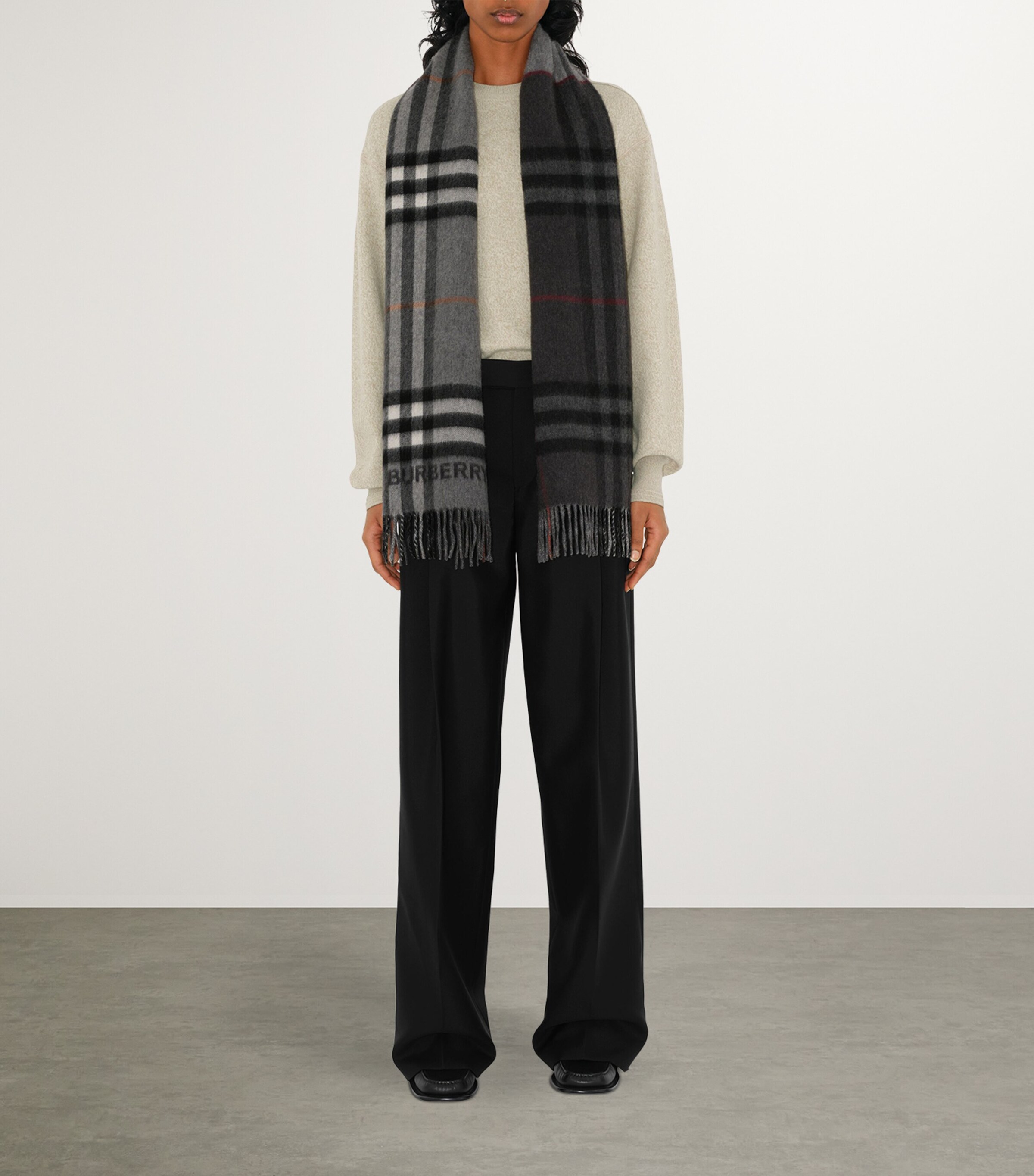 Burberry Cashmere Contrast Check Scarf Harrods UK