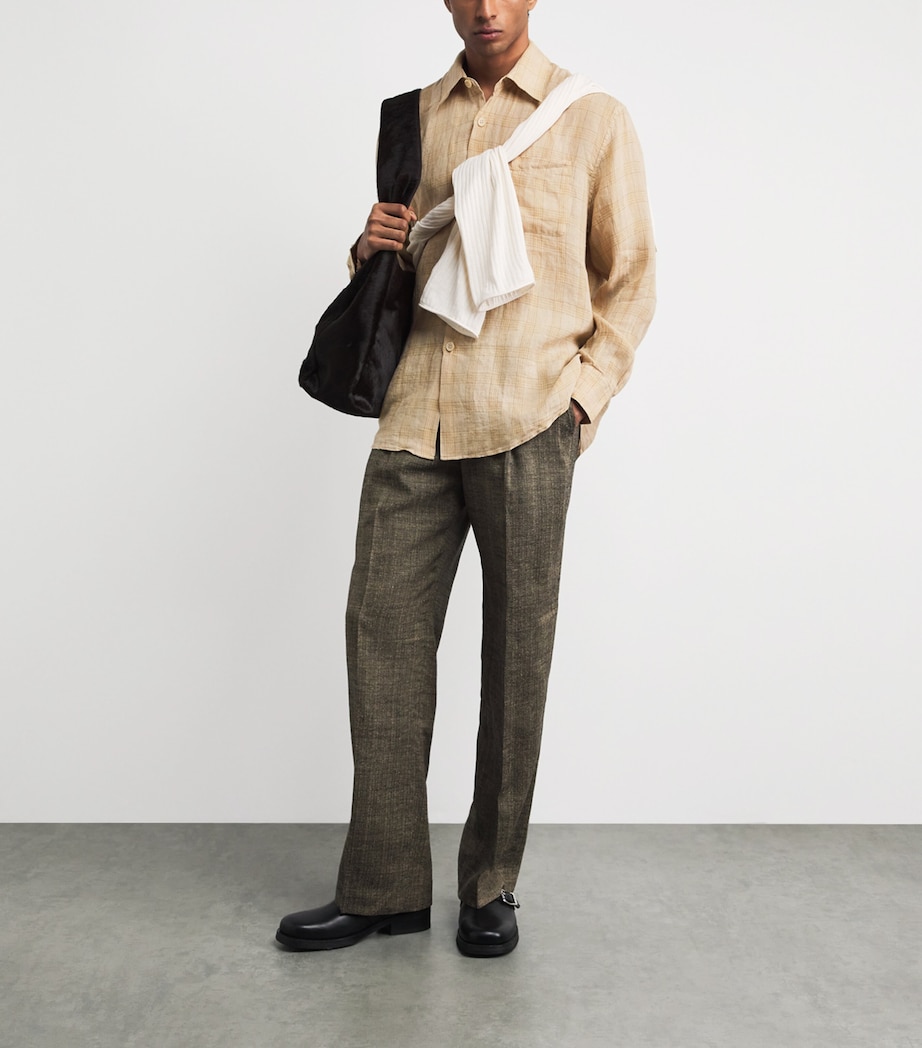 Our Legacy Mens Cotton-Linen-Blend Check Above Shirt Vacay Check Image 2