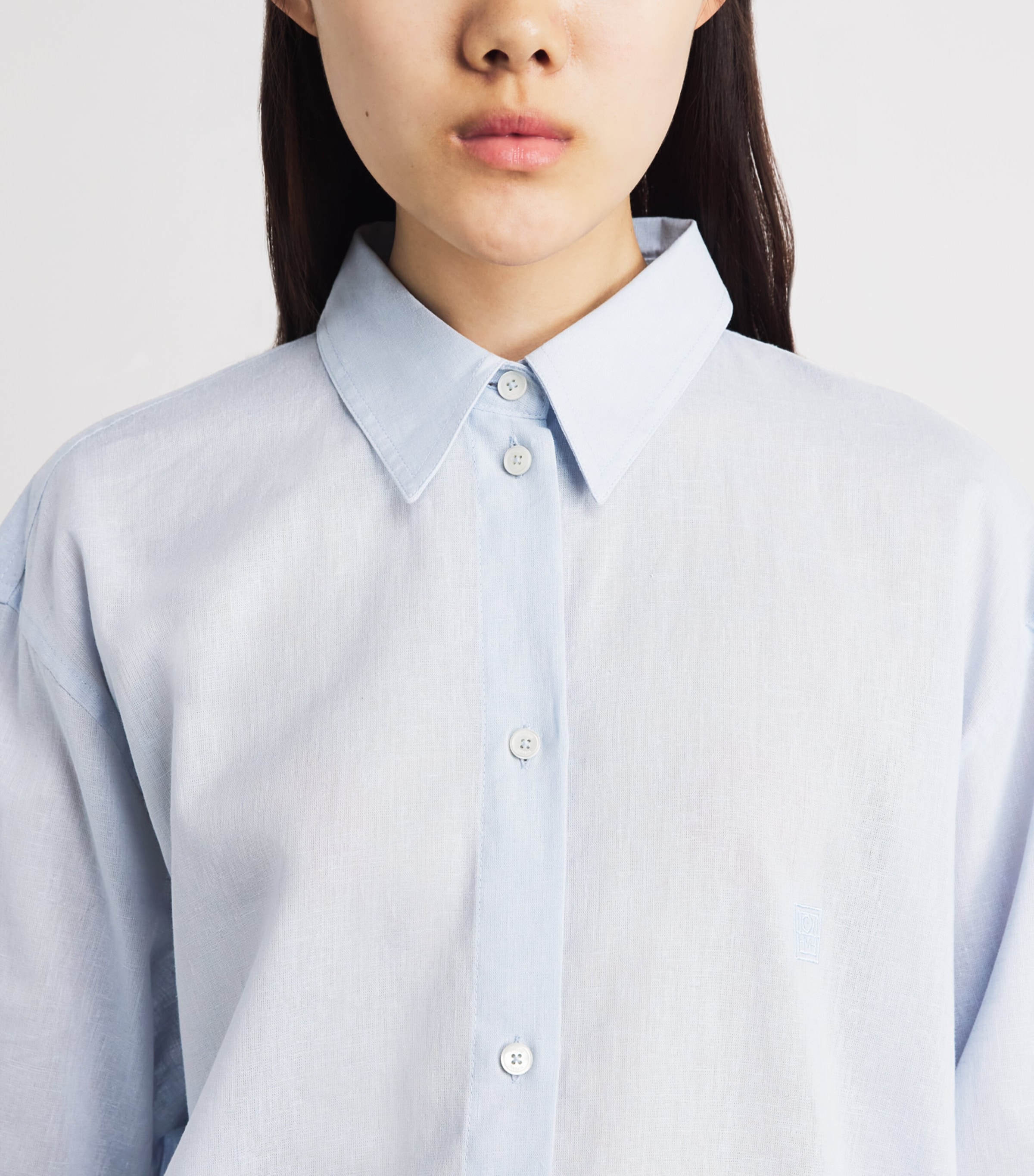 Toteme Womens Cotton-Linen Oversized Shirt Blue Image 3