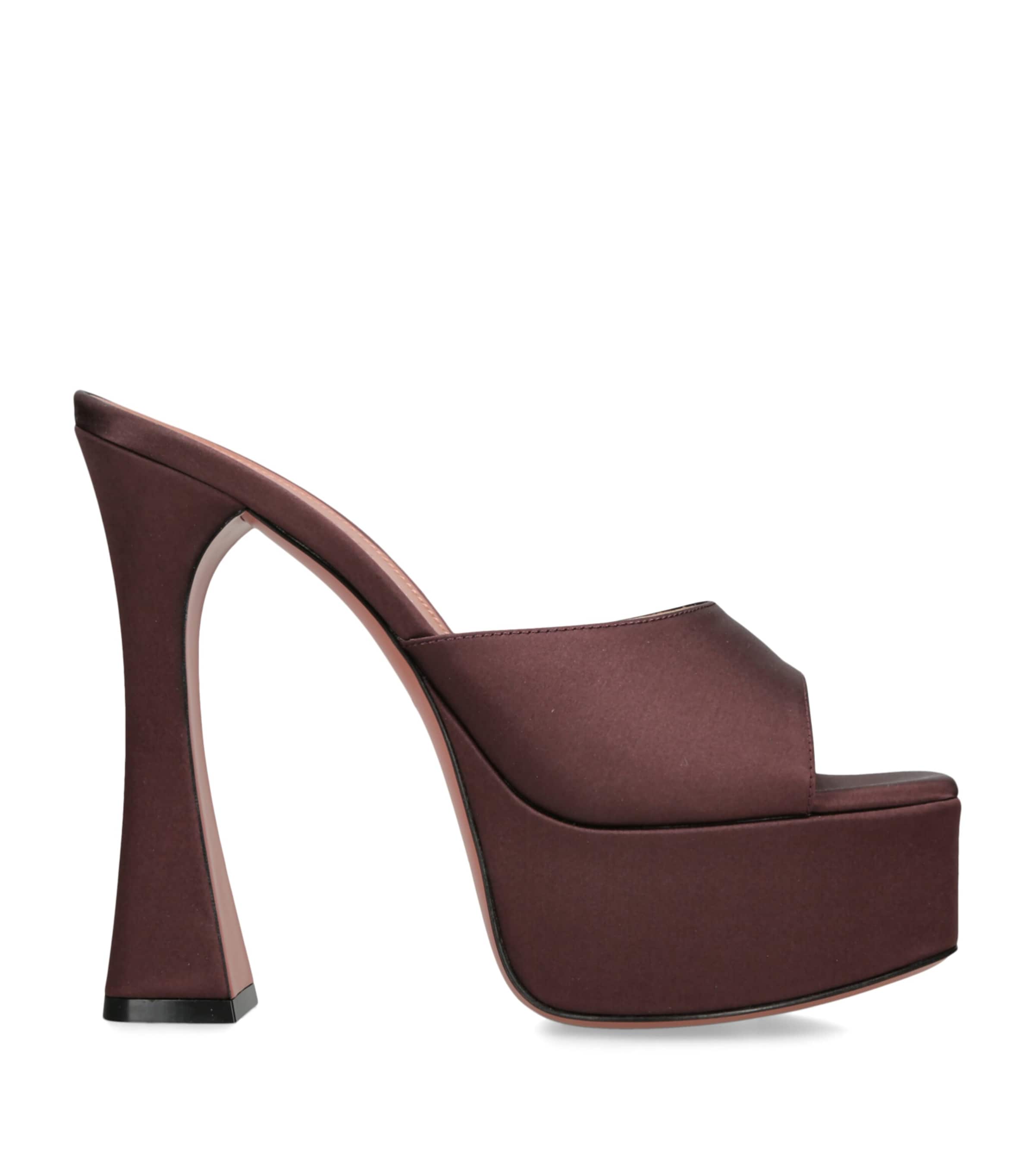 Amina Muaddi Satin Dalida Mules 140 In Brown