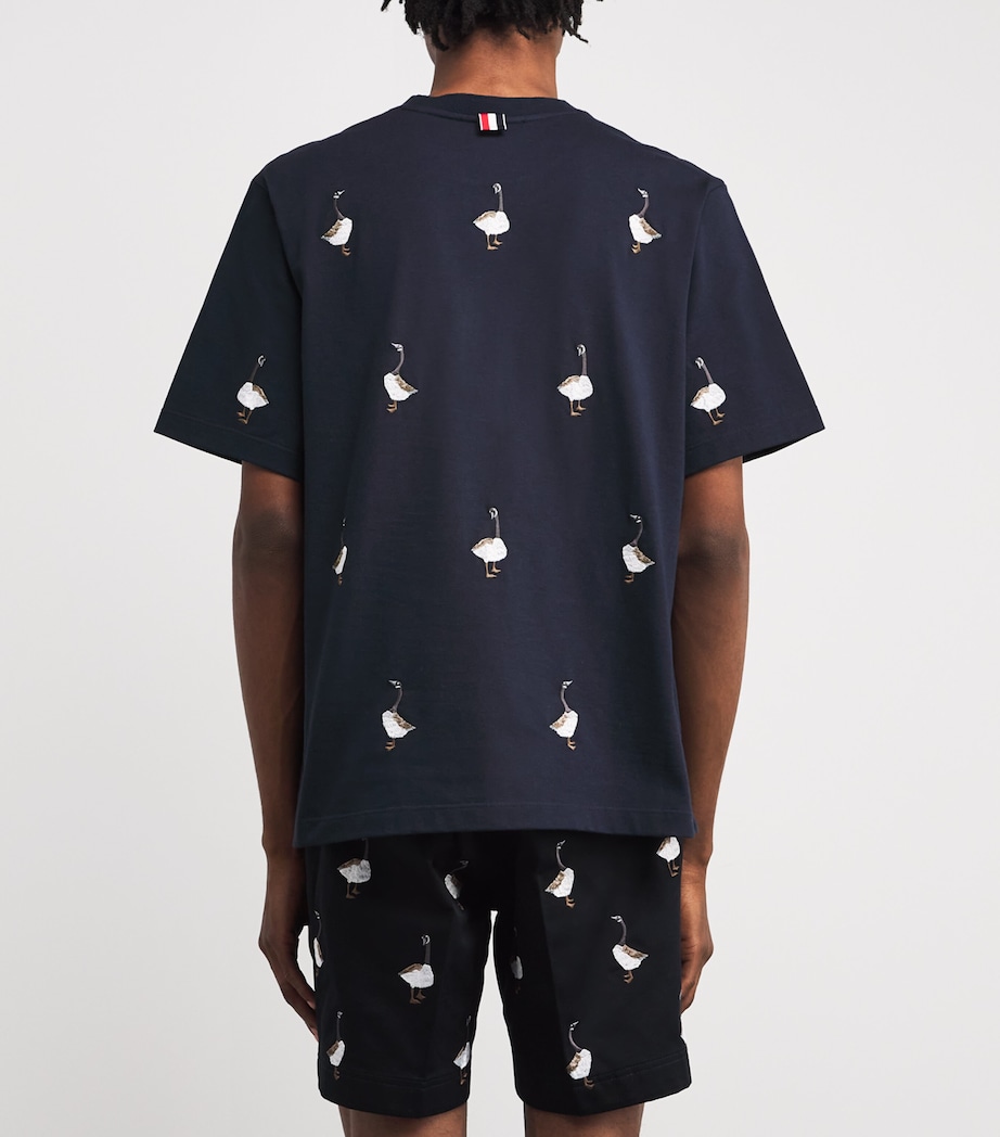 Cotton Embroidered Geese T-Shirt NAVY Image 4