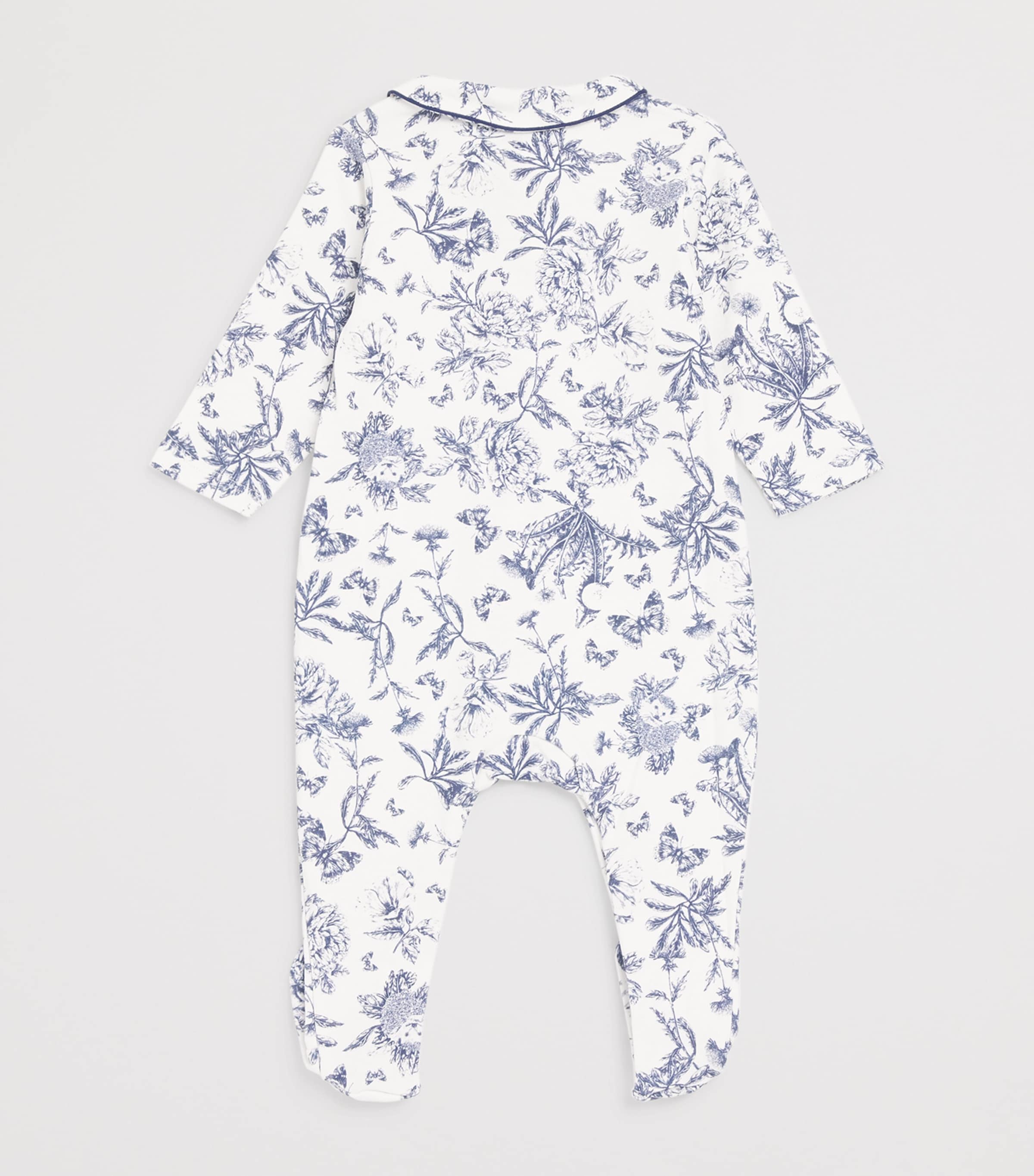 Cotton Toile de Jouy Sleepsuit (0-24 Months) 04MARINE Image 2