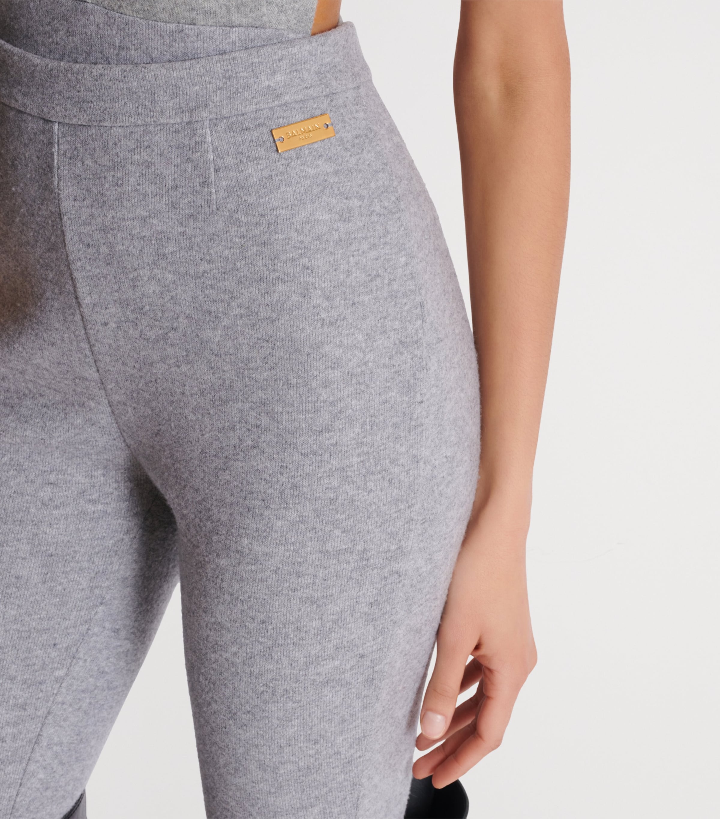 Wool-Blend Knitted Leggings 9AD GRIS CHIN ECLAIR Image 7