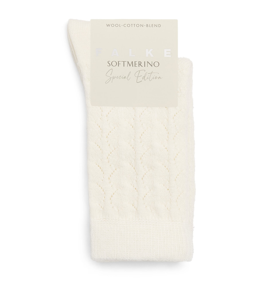 Falke Womens Wool-Blend Openwork Socks Off White Image 1
