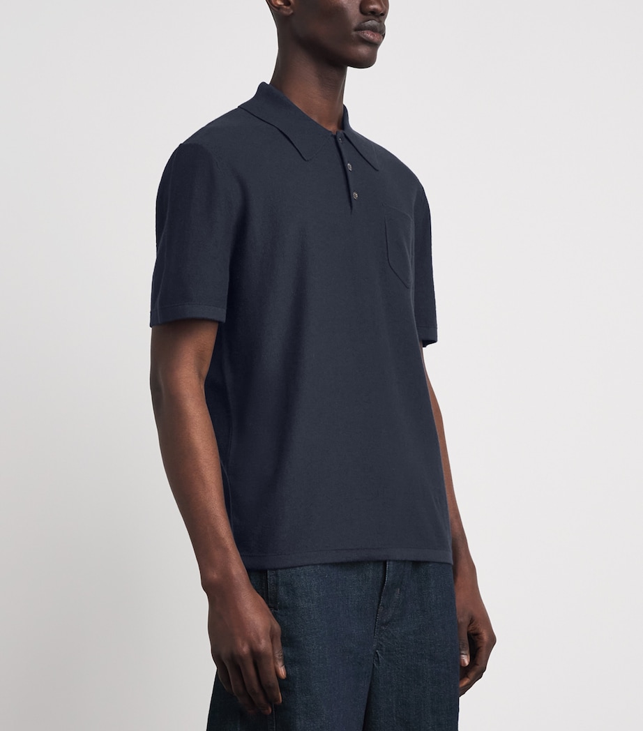 A.P.C. Mens Cotton-Cashmere Eliot Polo Shirt Iak Dark Navy Image 4