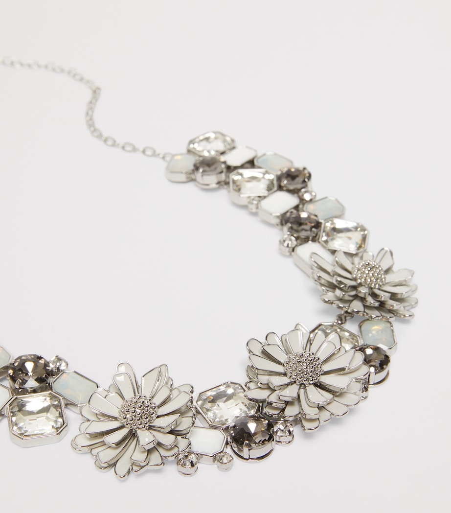 Crystal-Embellished Yser Flower Necklace WHITE Image 3