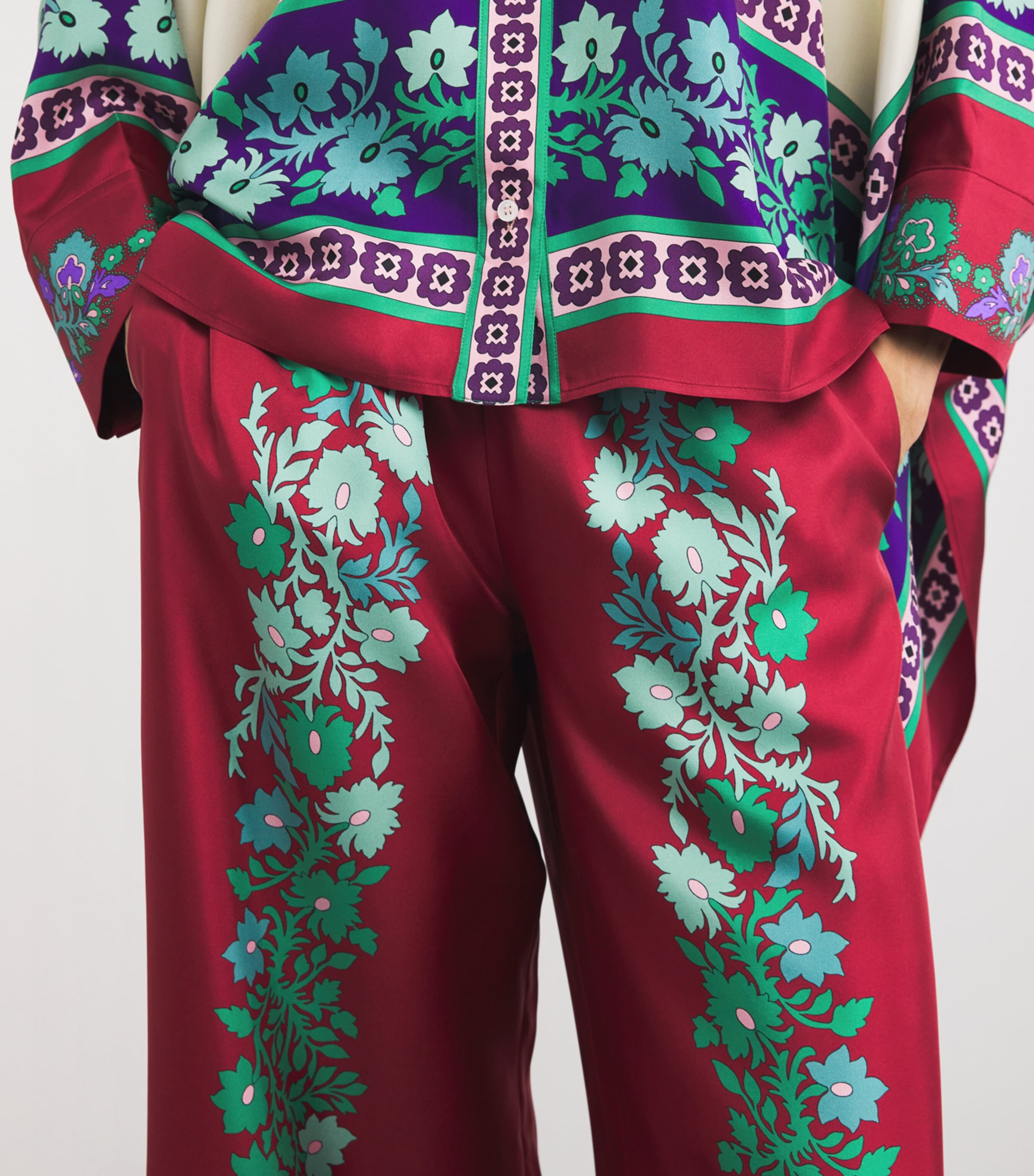 Silk Regalia Print Palazzo Trousers RE01REGALIA PLACEE Image 6