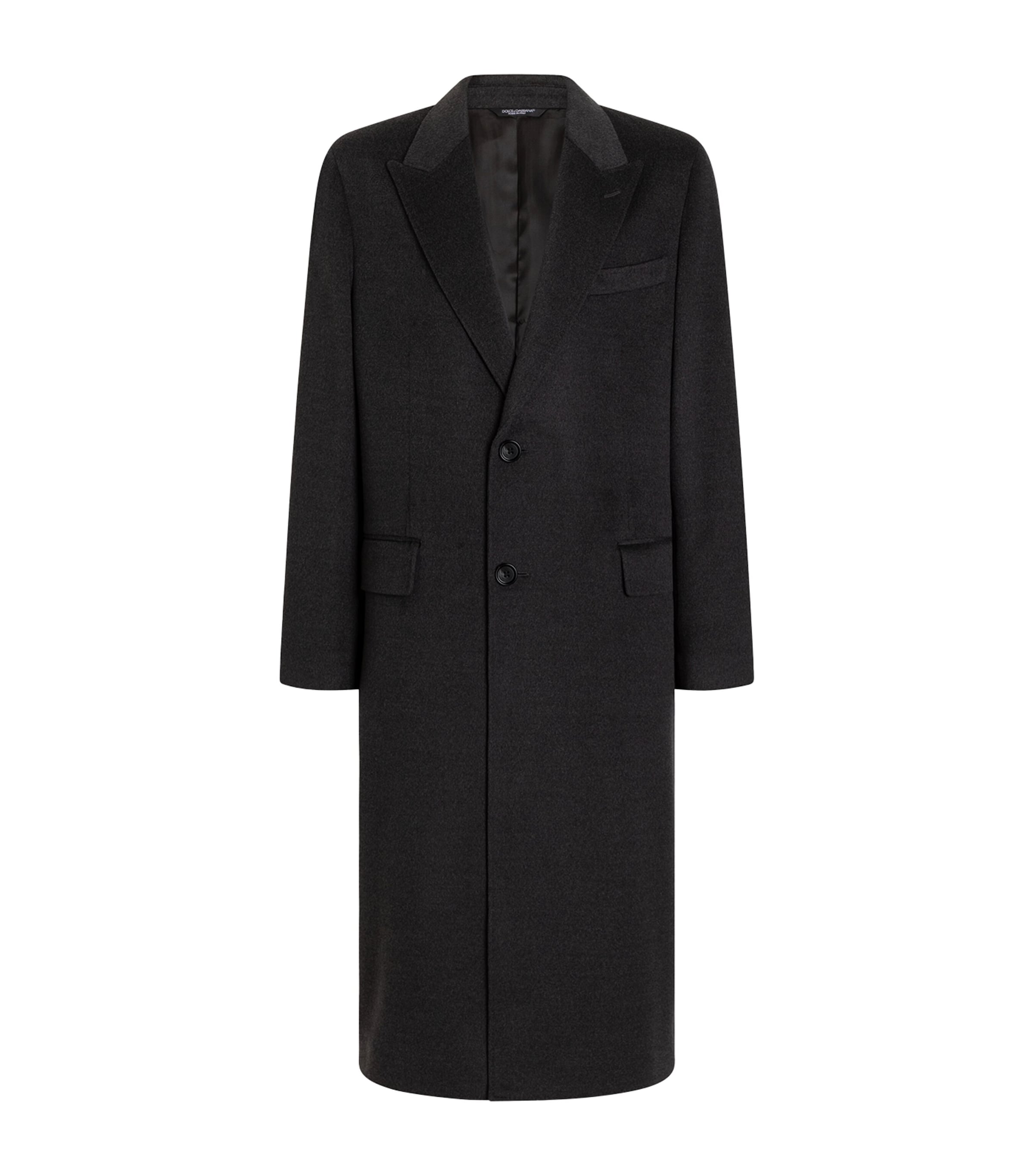 Dolce&Gabbana Mens Virgin Wool Double-Breasted Long Coat Melange Grey Image 1