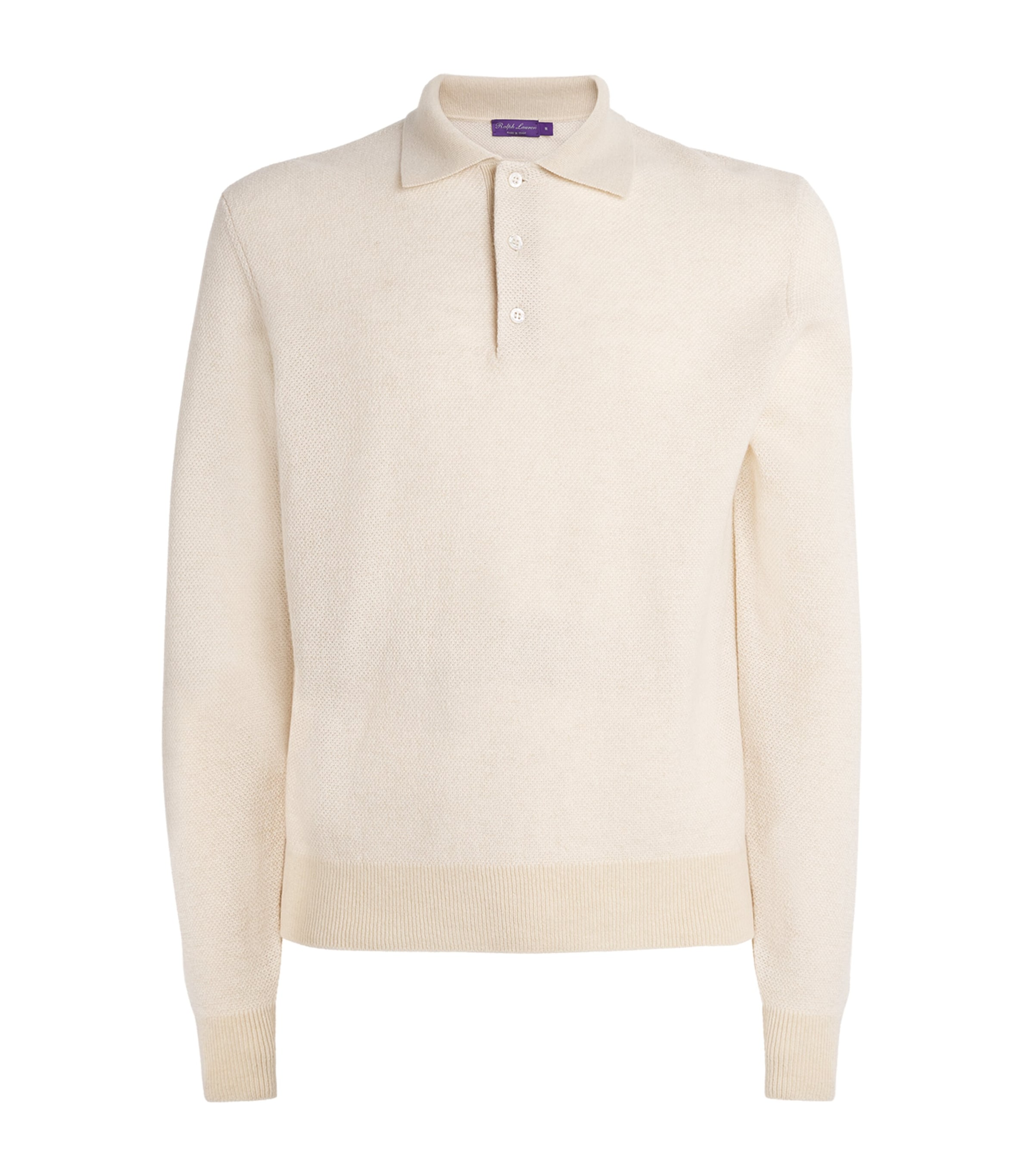 Ralph Lauren Purple Label Mens Cashmere Polo Sweater White Mu Image 1