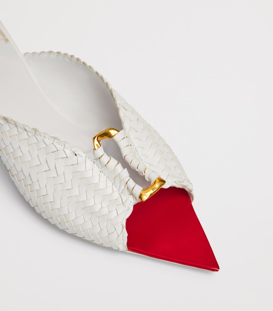 Schiaparelli Calfskin Keyhole Heeled Mules White Image 6