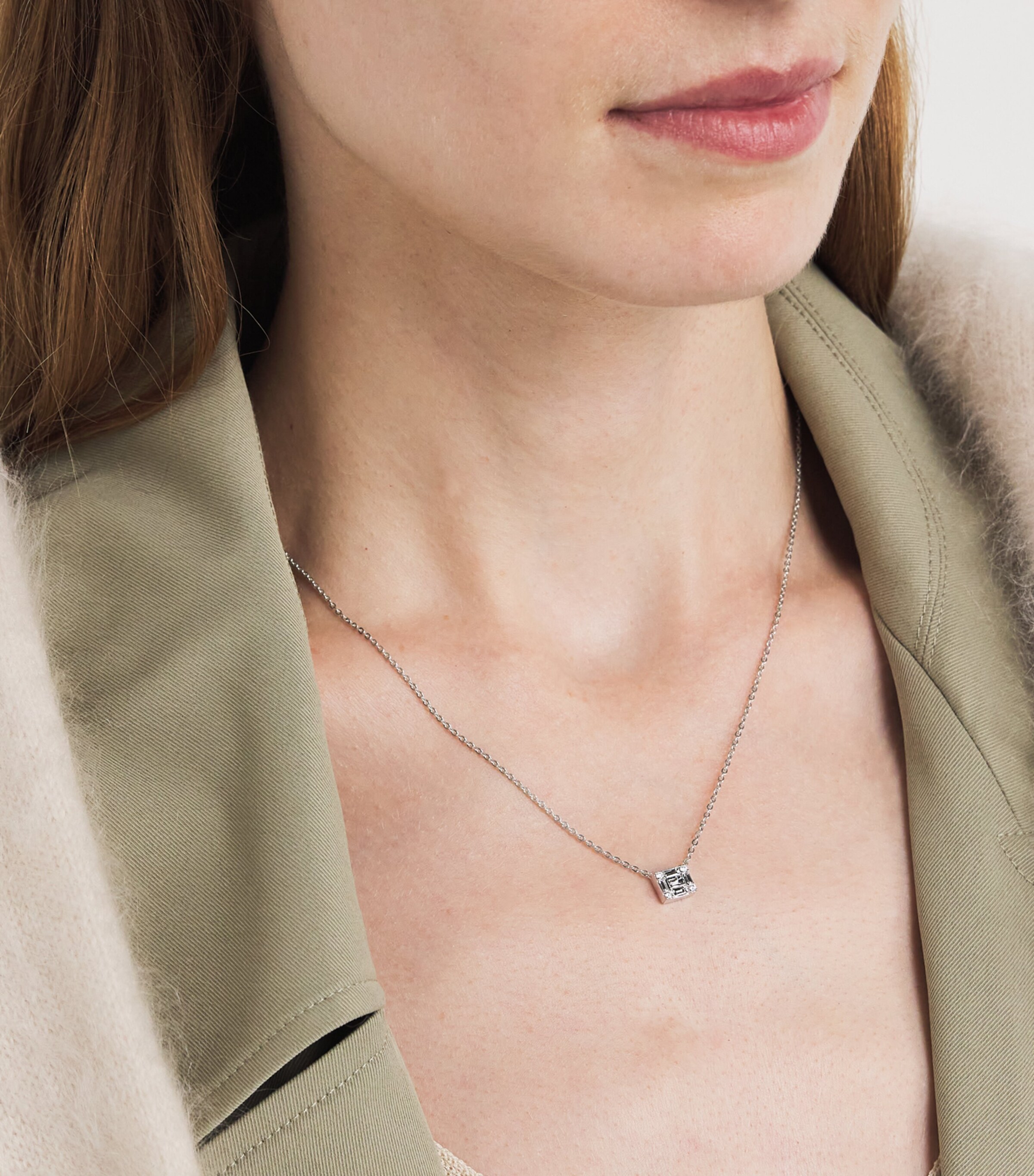 White Gold and Diamond Square Illusion Necklace (0.40ct) WHITE GOLD Image 2