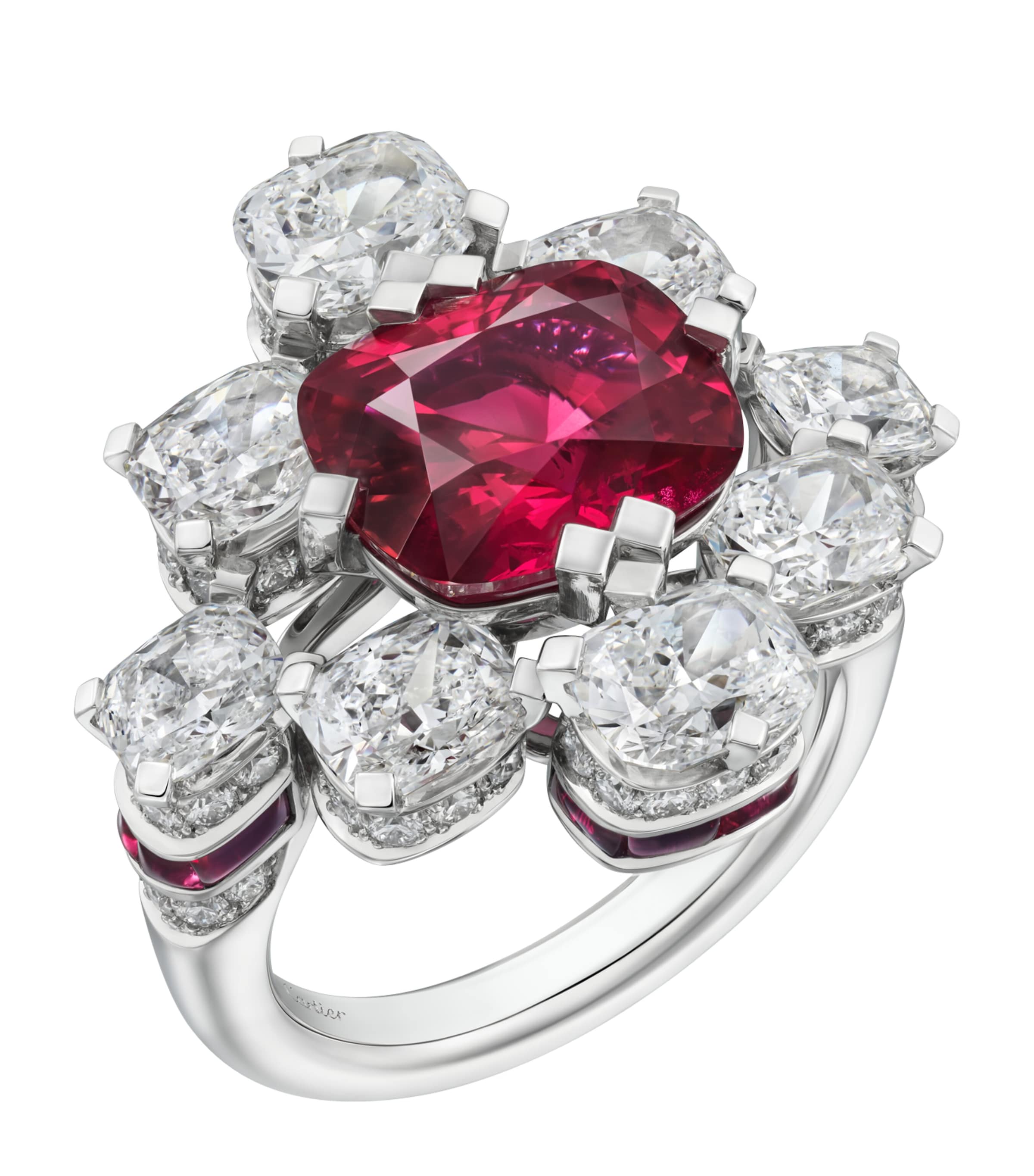 Cartier Platinum, Diamond and Ruby Tesselia Cocktail Ring Platinum Image 1