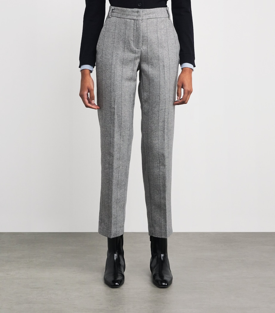 Wool-Blend Herringbone Straight Trousers GREY Image 3